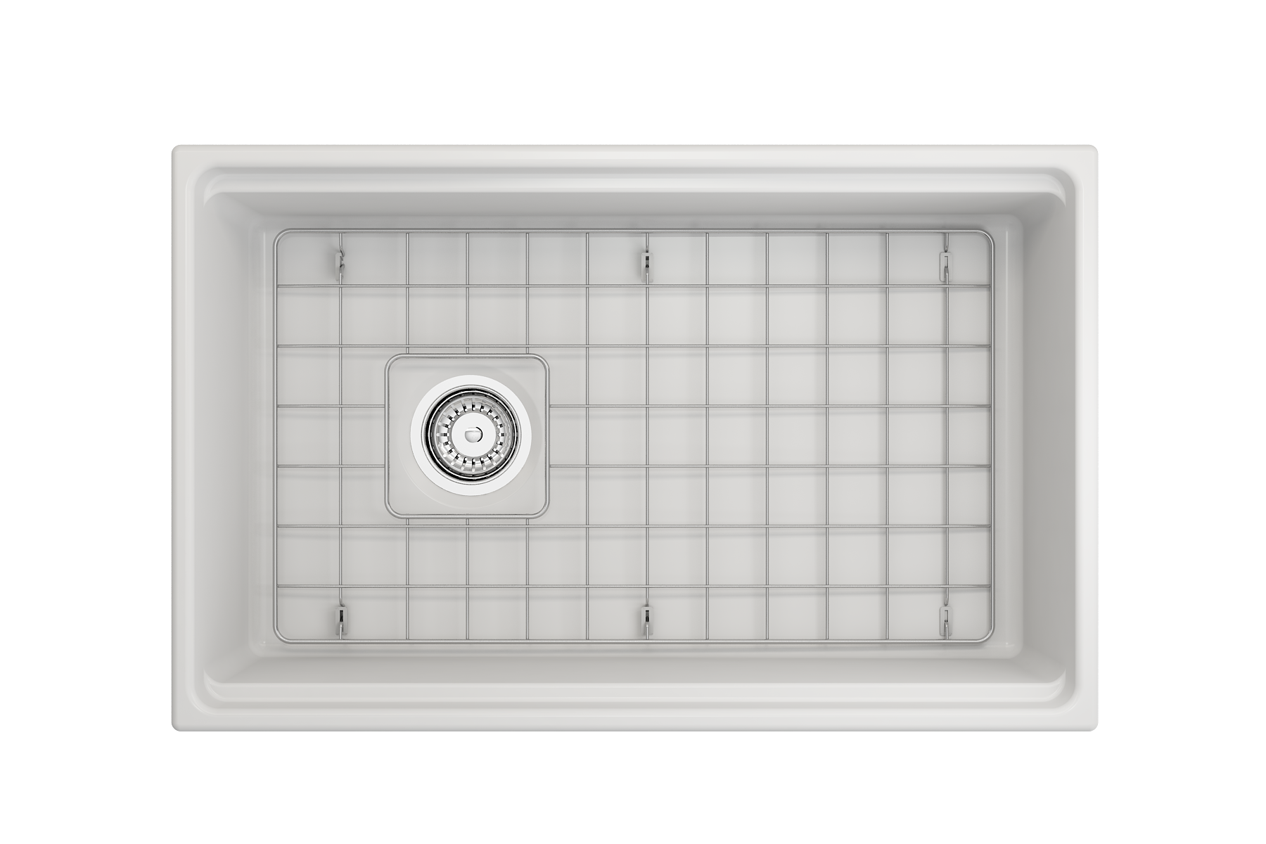 BOCCHI Contempo 30" Fireclay Workstation Farmhouse Sink with Accessories, Matte White, 1344-002-0120