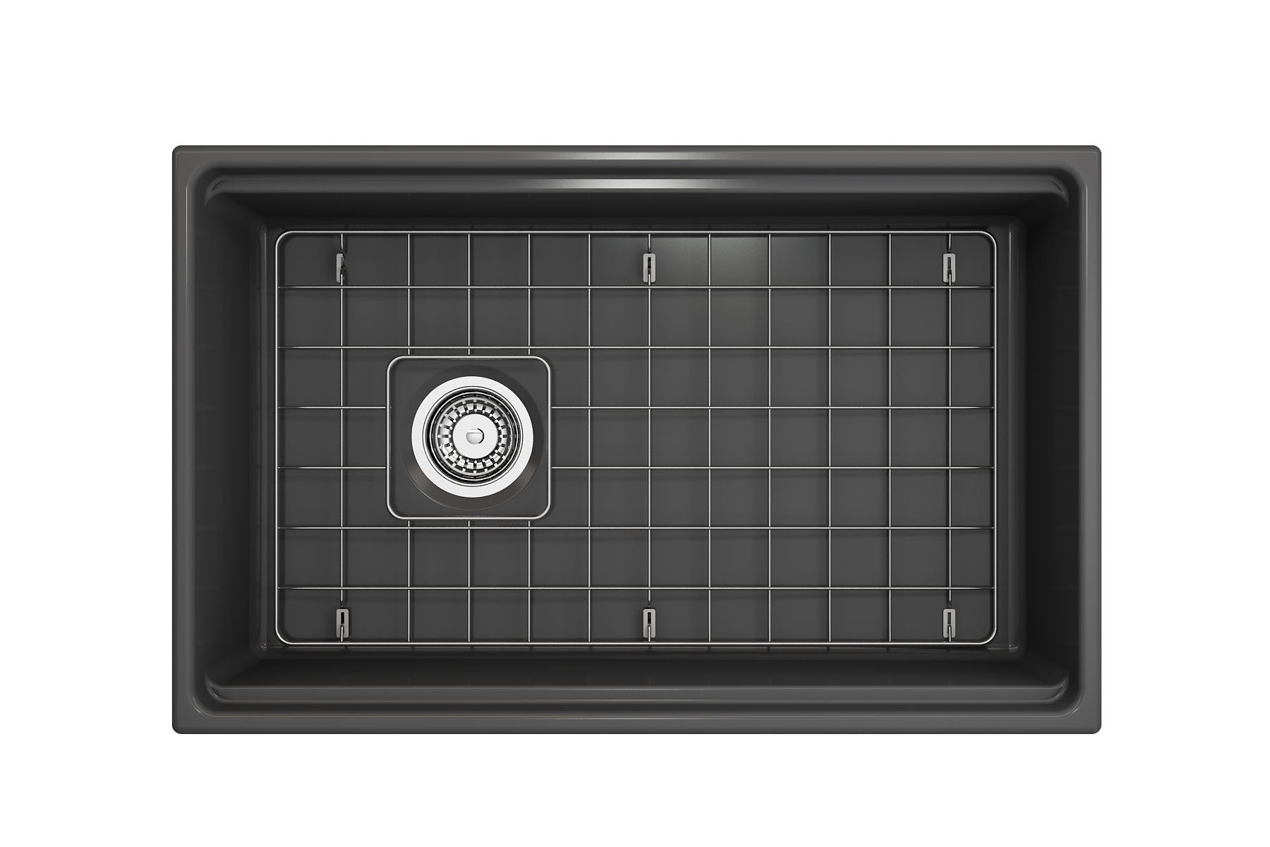 BOCCHI Contempo 30" Fireclay Workstation Farmhouse Sink with Accessories, Matte Dark Gray, 1344-020-0120