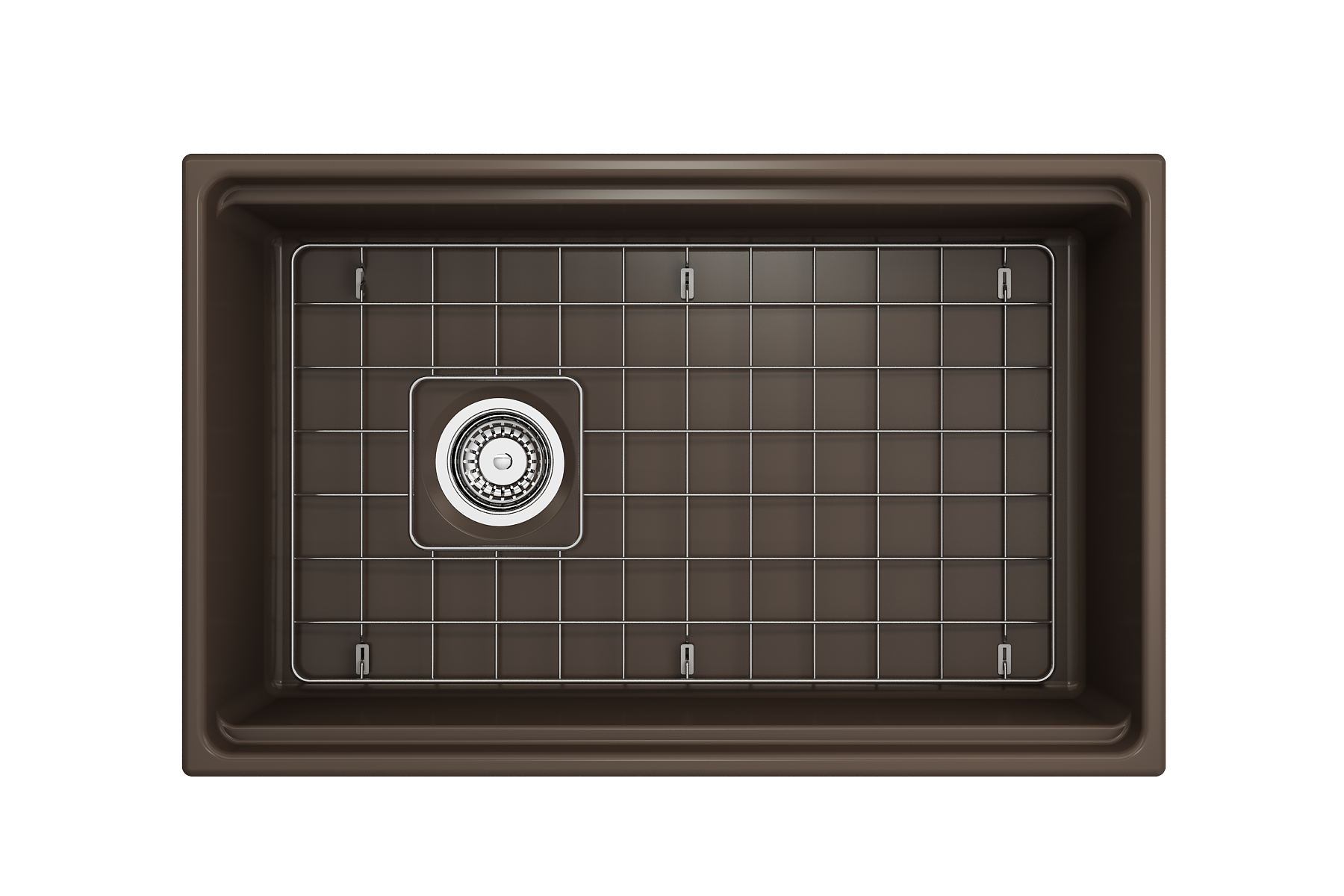 BOCCHI Contempo 30" Fireclay Workstation Farmhouse Sink with Accessories, Matte Brown, 1344-025-0120