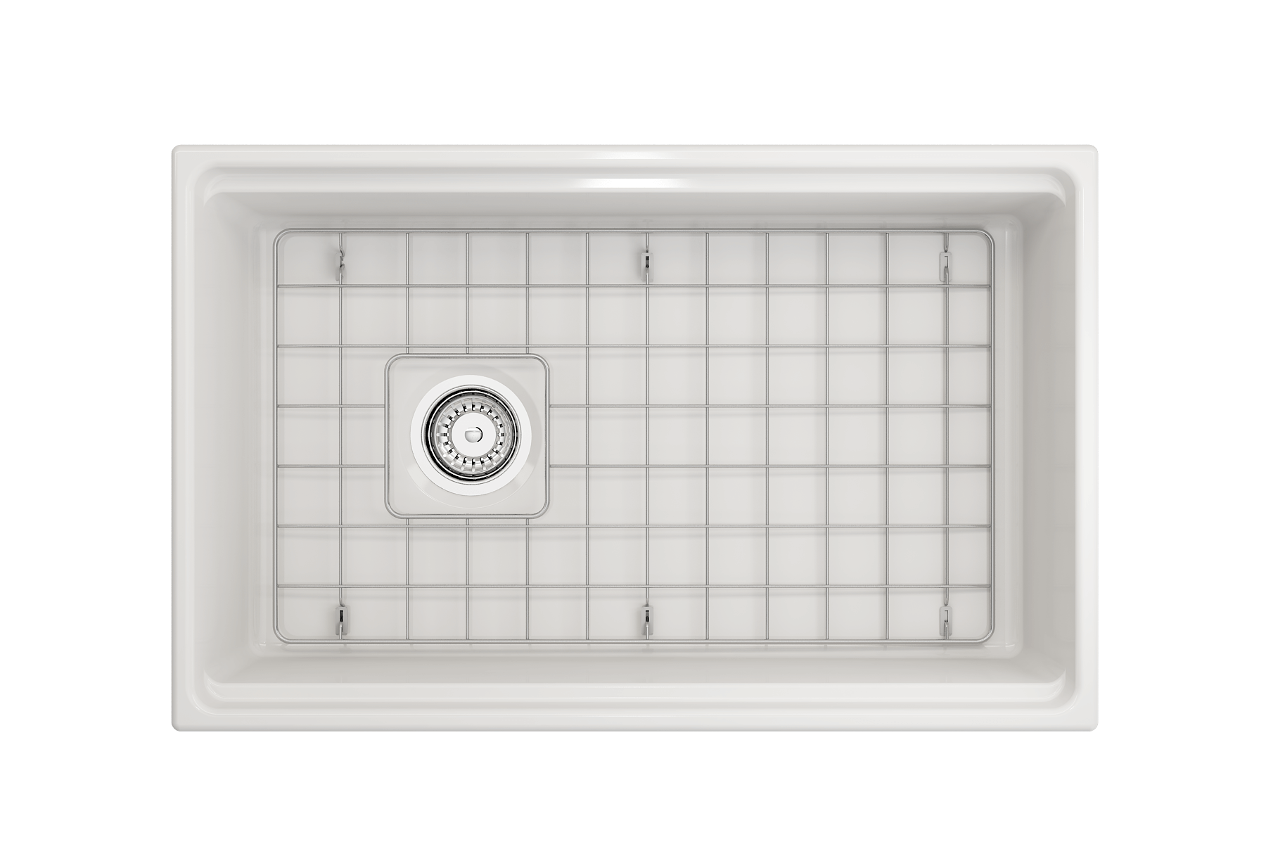 BOCCHI Contempo 30" Fireclay Workstation Farmhouse Sink with Accessories, White, 1344-001-0120