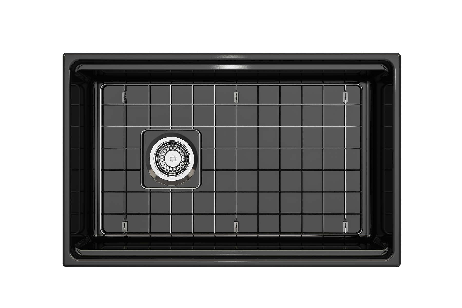 BOCCHI Contempo 30" Fireclay Workstation Farmhouse Sink with Accessories, Black, 1344-005-0120
