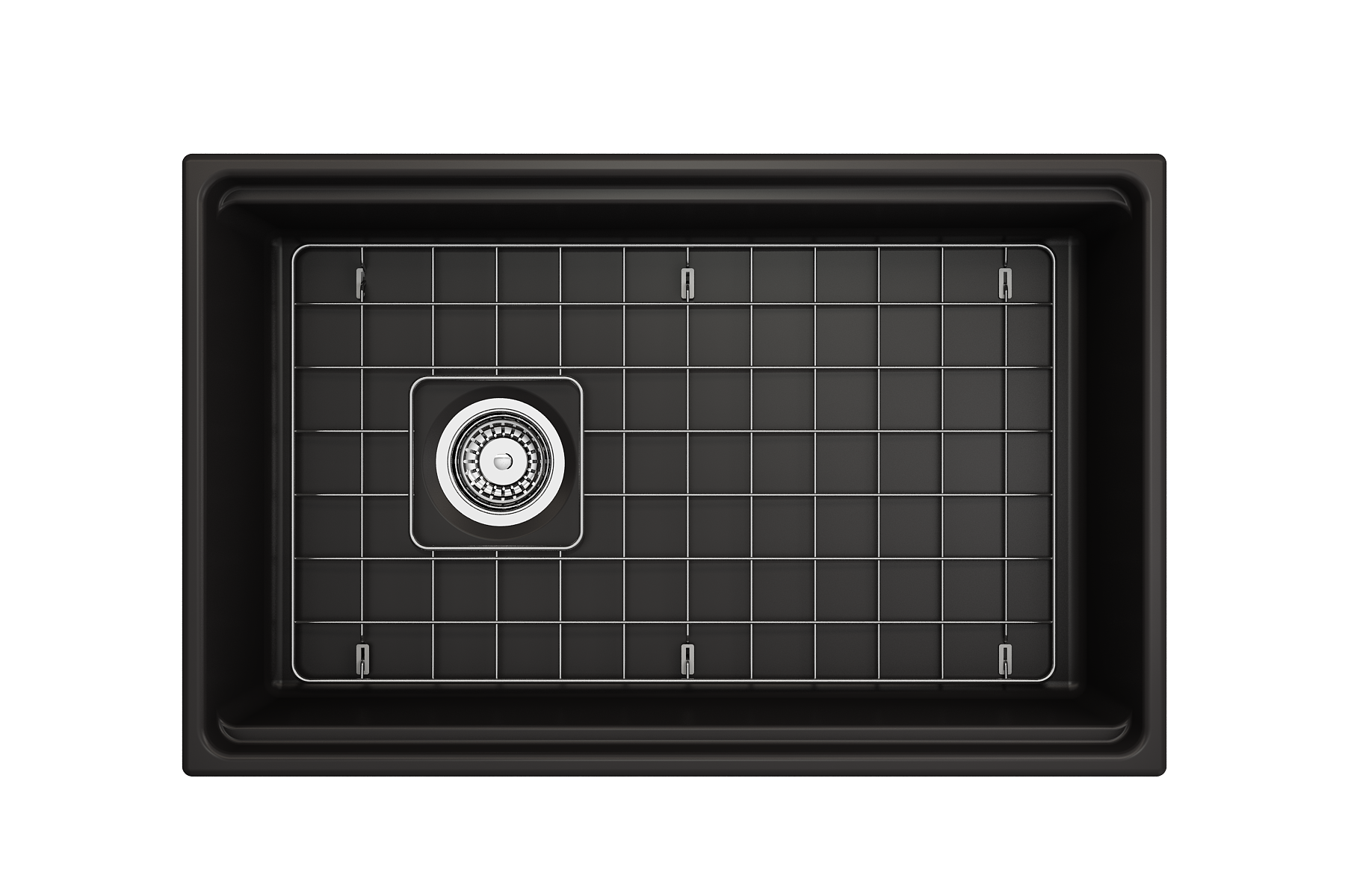 BOCCHI Contempo 30" Fireclay Workstation Farmhouse Sink with Accessories, Matte Black, 1344-004-0120