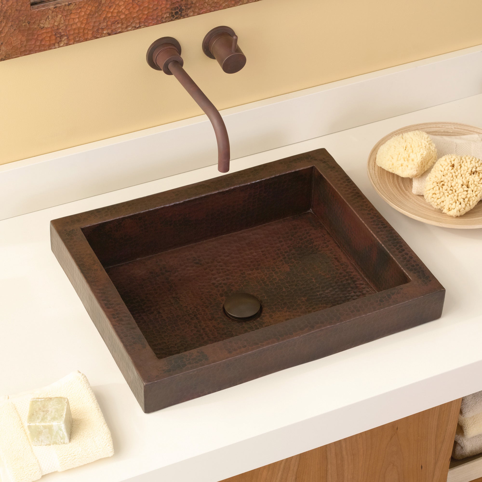 Native Trails Tatra 20" Rectangle Copper Bathroom Sink, Antique Copper, CPS246