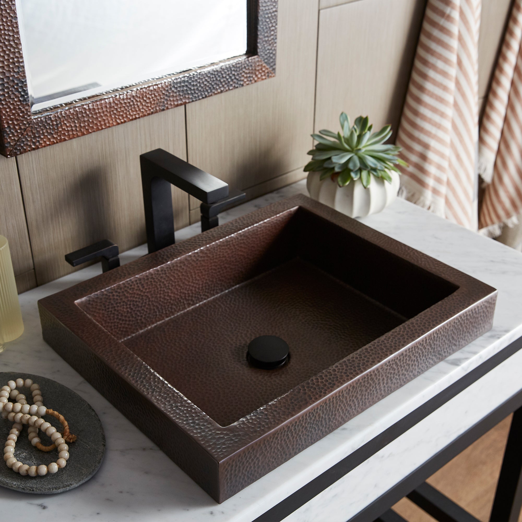 Native Trails Tatra 20" Rectangle Copper Bathroom Sink, Antique Copper, CPS246