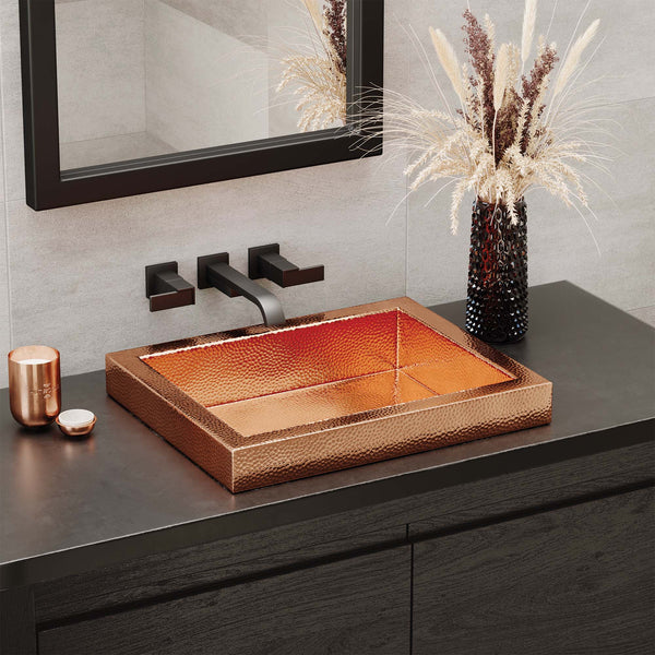 Native Trails Tatra 20" x 16" Rectangle Drop In Copper Bathroom Sink, Polished Copper, CPS446