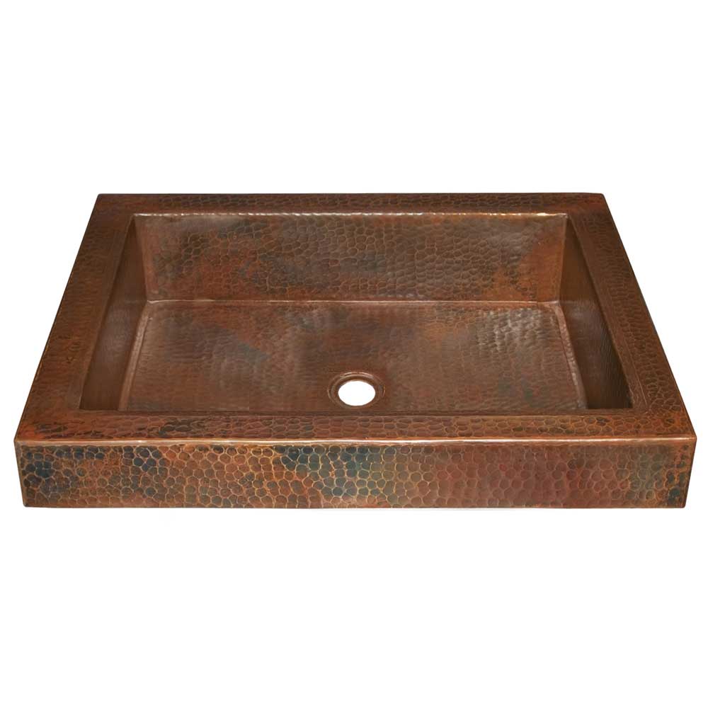 Native Trails Tatra 20" Rectangle Copper Bathroom Sink, Antique Copper, CPS246