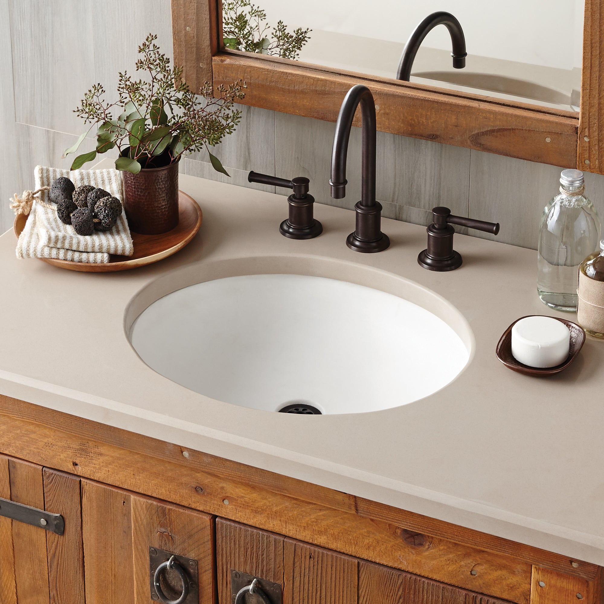 Native Trails Tolosa 19" Oval NativeStone Concrete Bathroom Sink, Pearl, NSL1916-P
