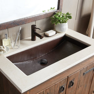 Alternate Image for Native Trails Trough 30" Rectangle Copper Bathroom Sink, Antique Copper, CPS200