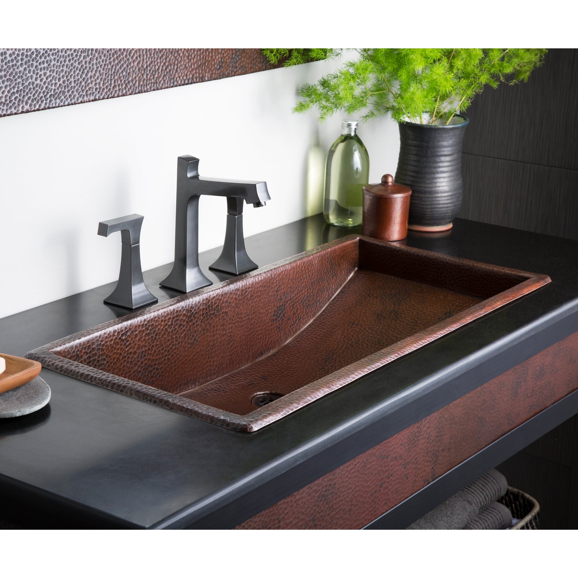 Native Trails Trough 36" Rectangle Copper Bathroom Sink, Antique Copper, CPS206