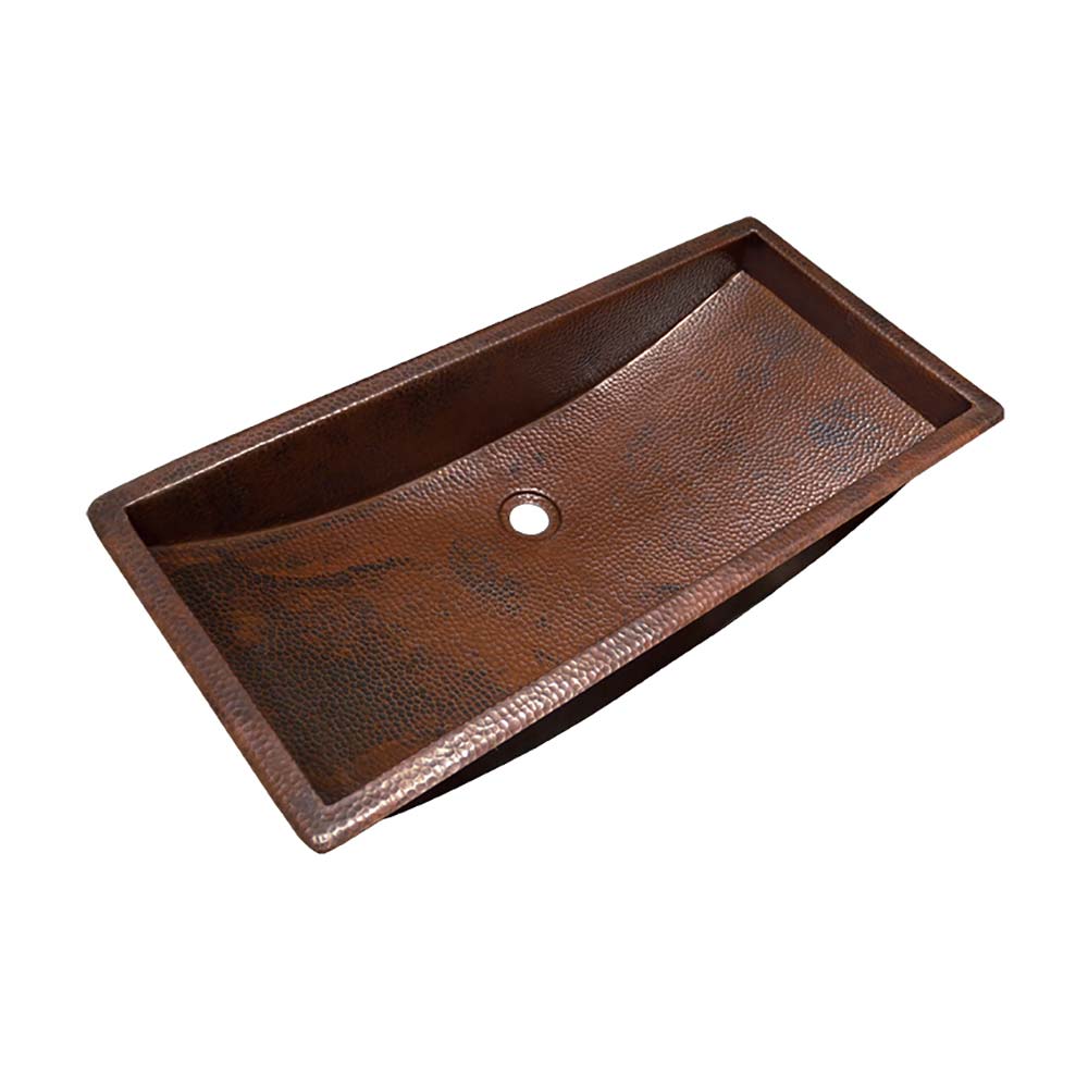 Native Trails Trough 30" Rectangle Copper Bathroom Sink, Antique Copper, CPS200