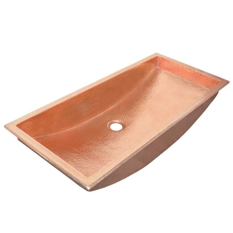 Native Trails Trough 30" Rectangle Copper Bathroom Sink, Polished Copper, CPS400