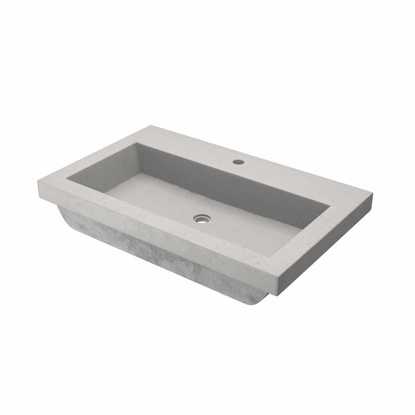 Native Trails Trough 30" Rectangle NativeStone Concrete Bathroom Sink, 1 Faucet hole, Ash, NSL3019-A