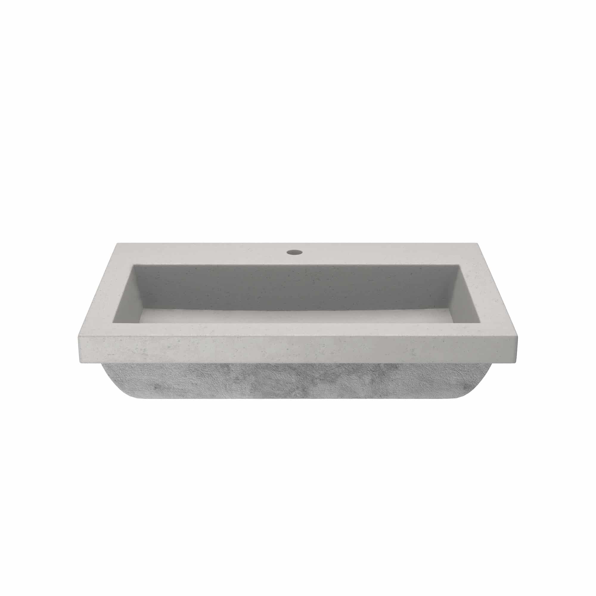 Native Trails Trough 30" Rectangle NativeStone Concrete Bathroom Sink, 1 Faucet hole, Ash, NSL3019-A