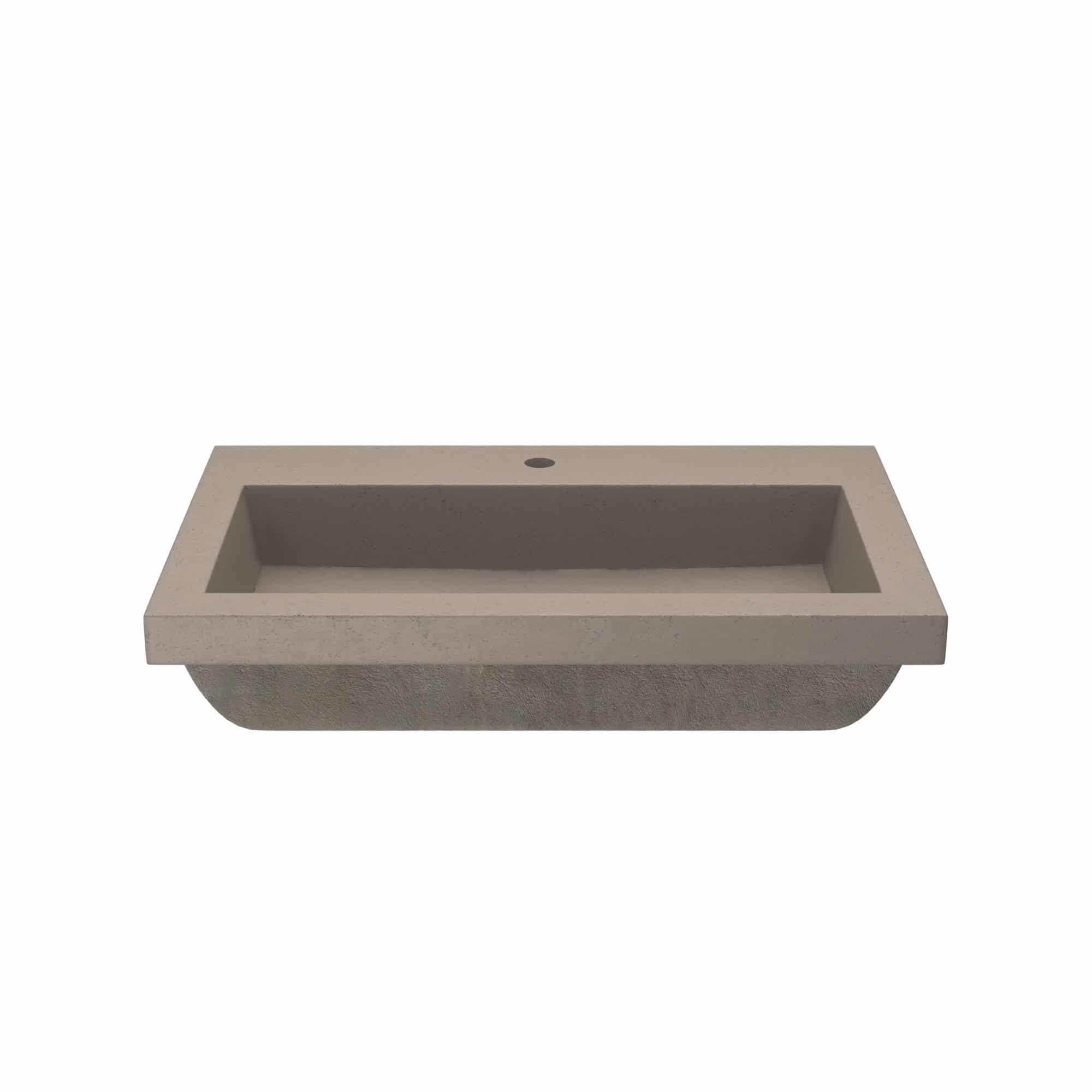 Native Trails Trough 30" Rectangle NativeStone Concrete Bathroom Sink, 1 Faucet Hole, Earth, NSL3019-E