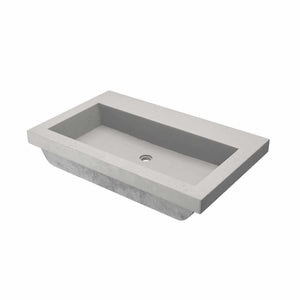 Alternate Image for Native Trails Trough 30" Rectangle NativeStone Concrete Bathroom Sink, No Faucet Hole, Ash, NSL3019-AX