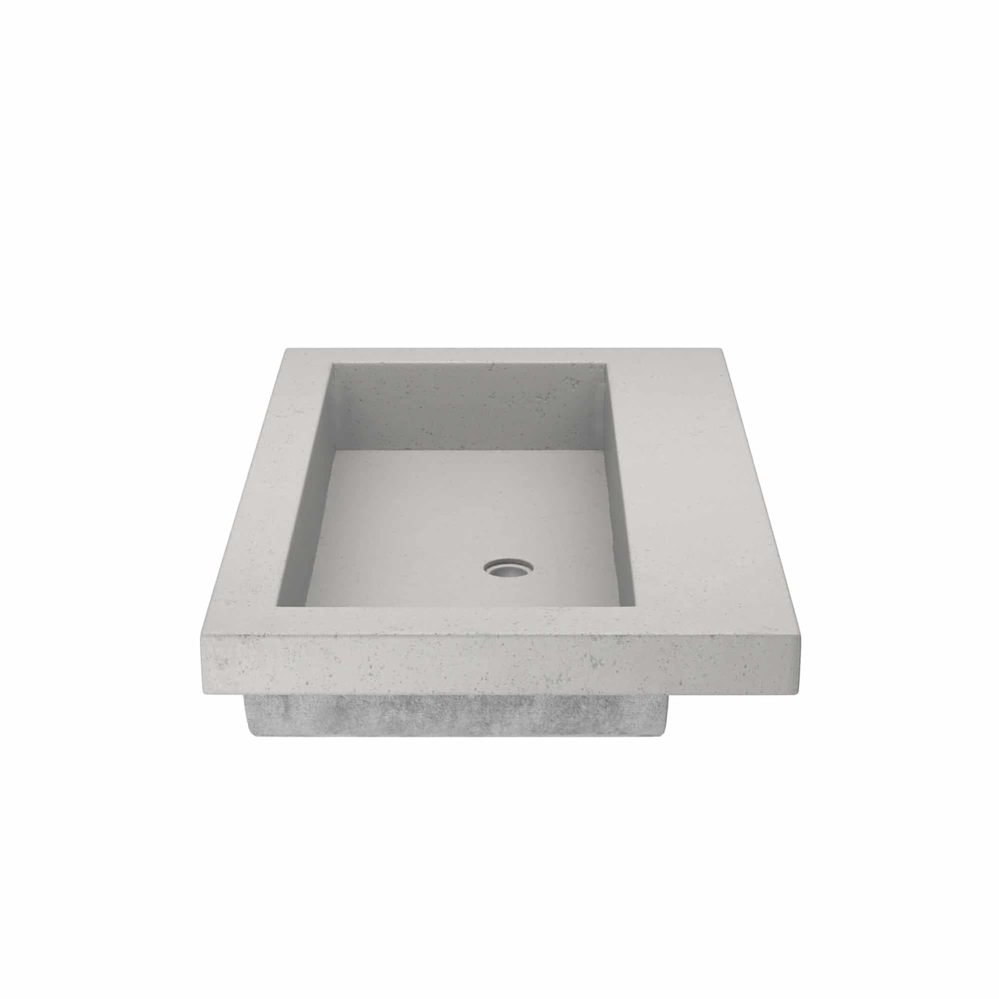 Native Trails Trough 30" Rectangle NativeStone Concrete Bathroom Sink, No Faucet Hole, Ash, NSL3019-AX