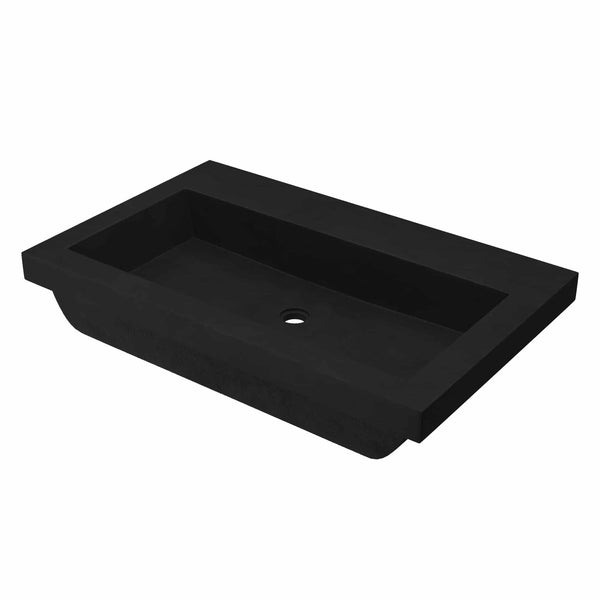 Native Trails Trough 3019 30" x 19" Rectangle Drop In NativeStone Concrete ADA Bathroom Sink, Charcoal, NSL3019-CX