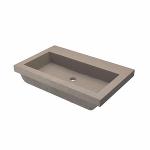 Alternate Image for Native Trails Trough 30" Rectangle NativeStone Concrete Bathroom Sink, No Faucet Hole, Earth, NSL3019-EX