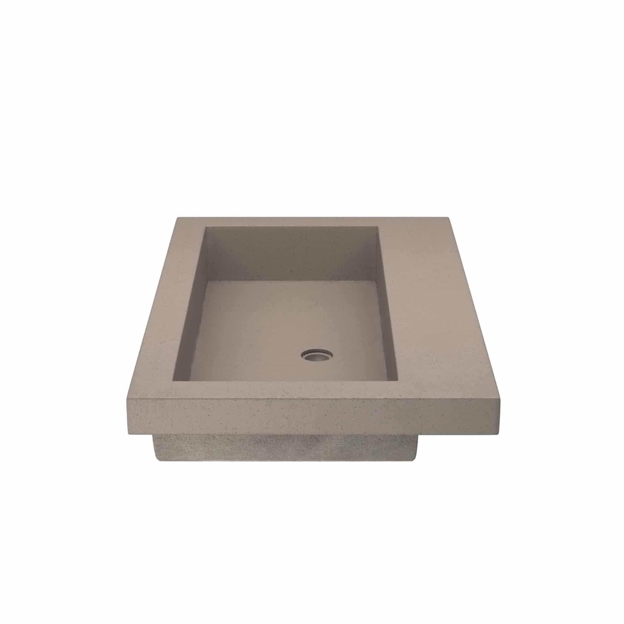 Native Trails Trough 30" Rectangle NativeStone Concrete Bathroom Sink, No Faucet Hole, Earth, NSL3019-EX