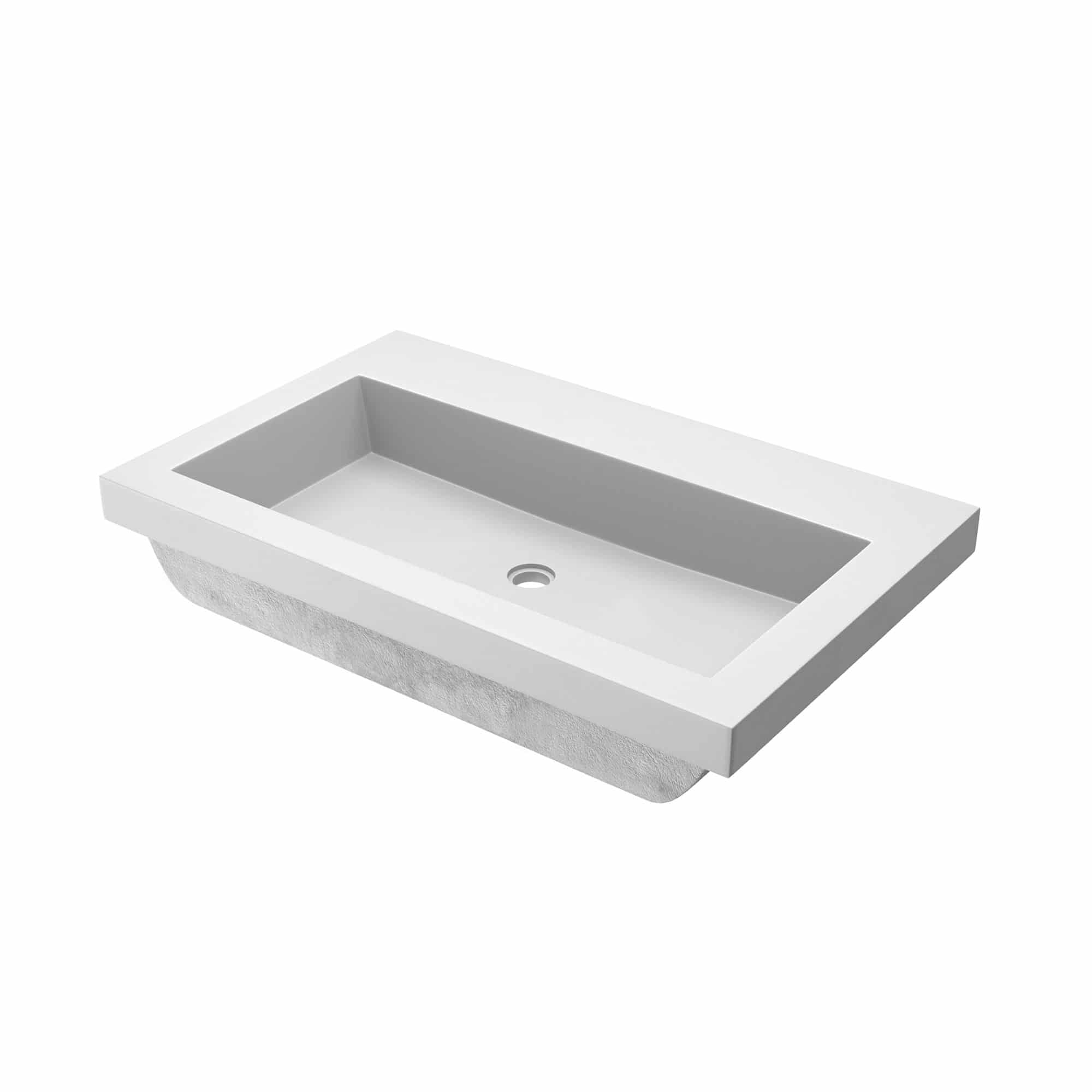 Native Trails Trough 30" Rectangle NativeStone Concrete Bathroom Sink, No Faucet Hole, Pearl, NSL3019-PX