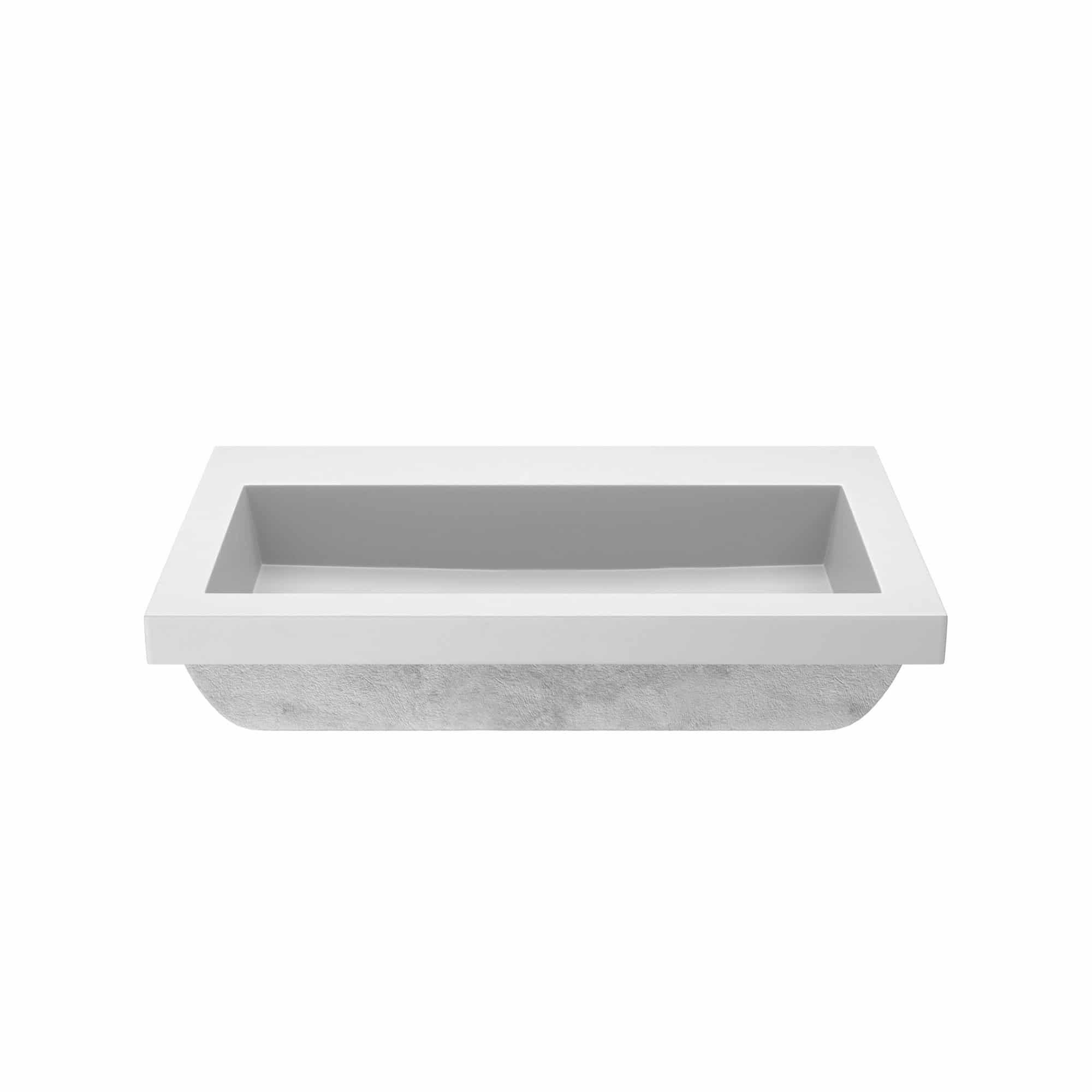 Native Trails Trough 30" Rectangle NativeStone Concrete Bathroom Sink, No Faucet Hole, Pearl, NSL3019-PX