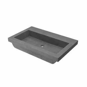 Alternate Image for Native Trails Trough 30" Rectangle NativeStone Concrete Bathroom Sink, No Faucet Hole, Slate, NSL3019-SX