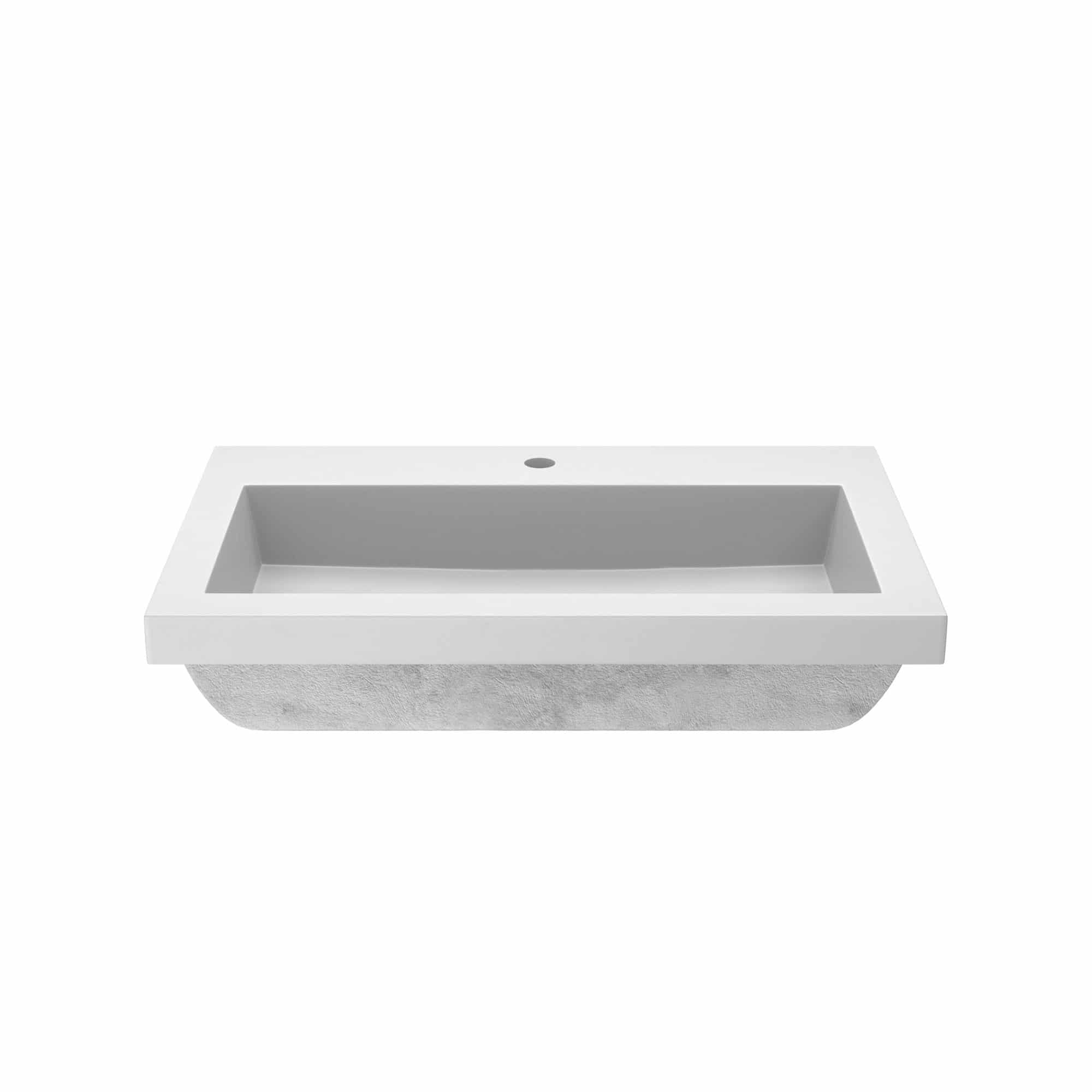Native Trails Trough 30" Rectangle NativeStone Concrete Bathroom Sink, 1 Faucet Hole, Pearl, NSL3019-P