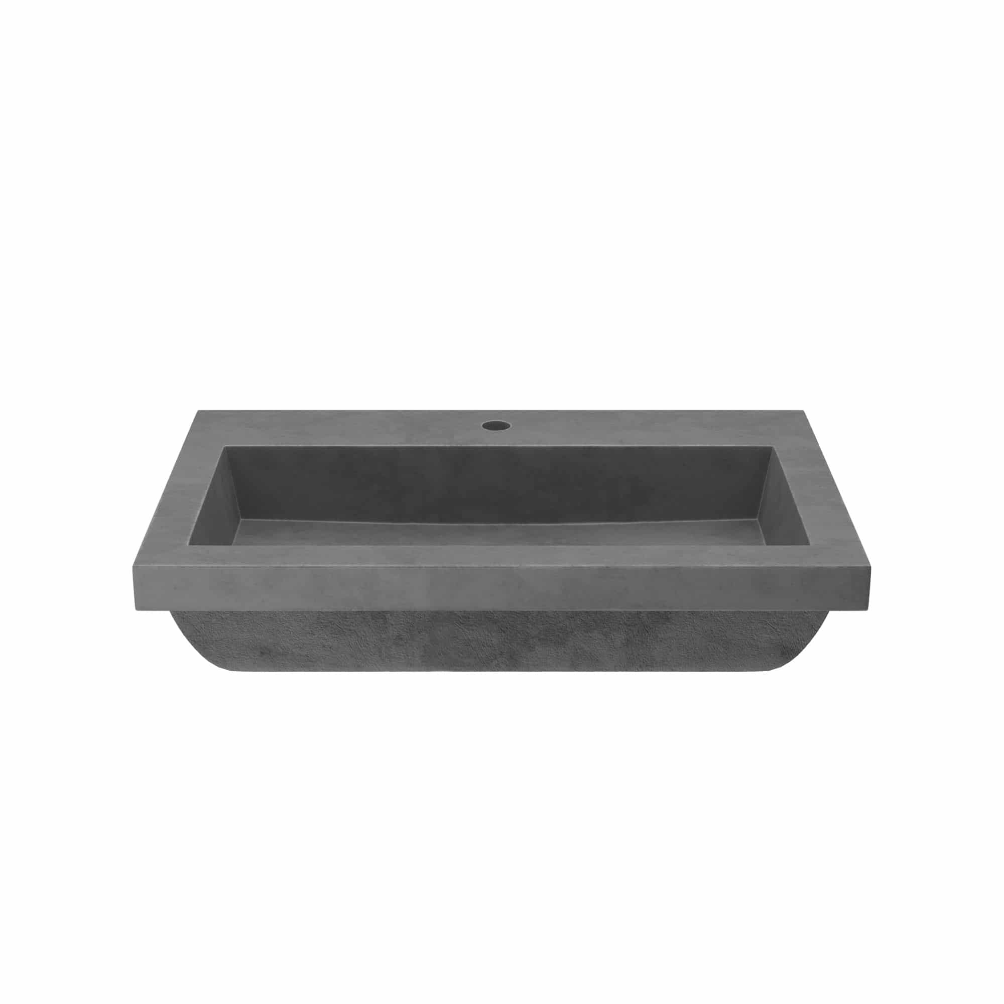 Native Trails Trough 30" Rectangle NativeStone Concrete Bathroom Sink, 1 Faucet Hole, Slate, NSL3019-S