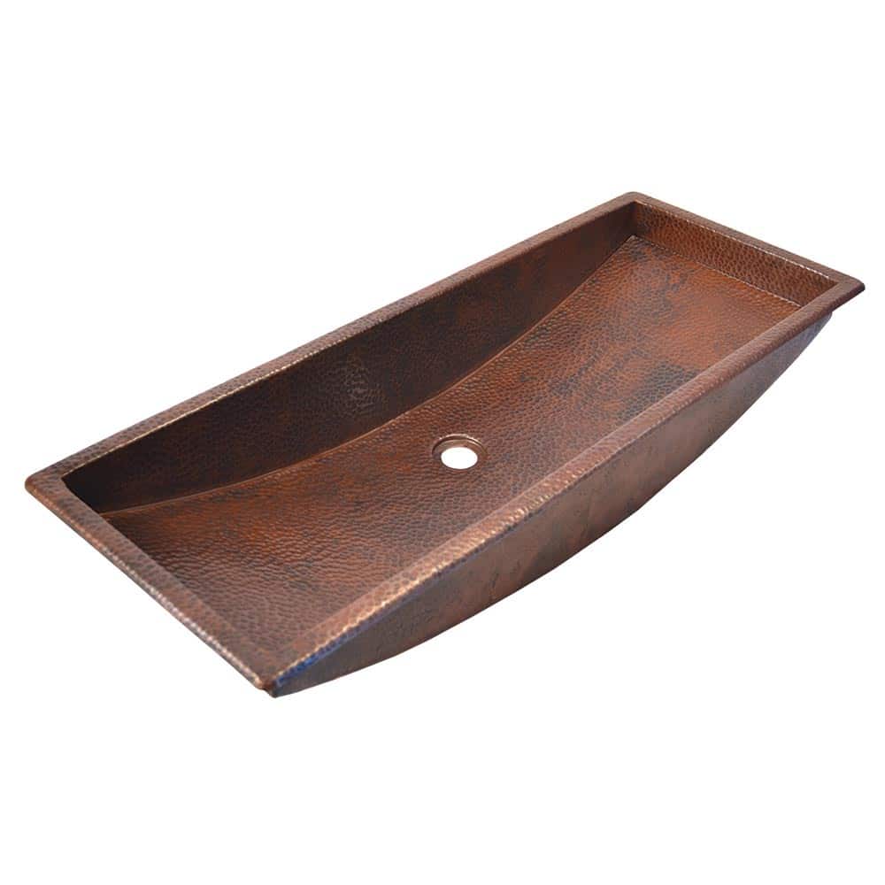 Native Trails Trough 36" Rectangle Copper Bathroom Sink, Antique Copper, CPS206