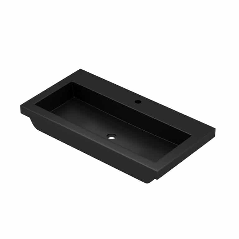 Native Trails Trough 36" Rectangle NativeStone Concrete Bathroom Sink, 1 Faucet Hole, Charcoal, NSL3619-C
