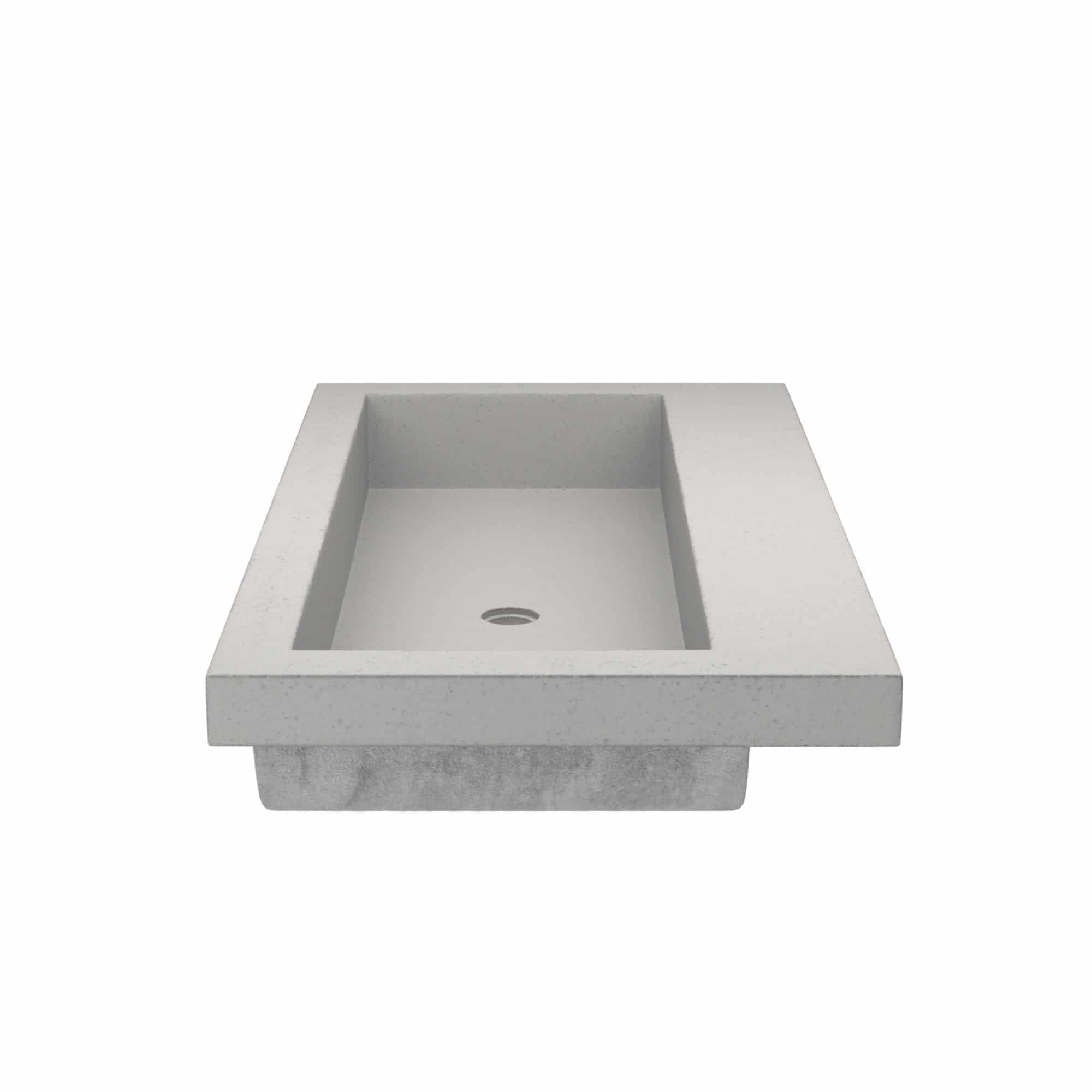Native Trails Trough 36" Rectangle NativeStone Concrete Bathroom Sink, No Faucet Hole, Ash, NSL3619-AX
