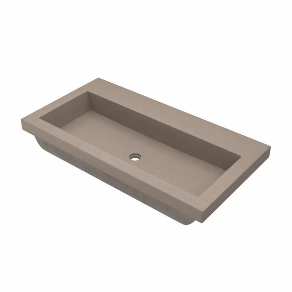 Native Trails Trough 36" Rectangle NativeStone Concrete Bathroom Sink, No Faucet Hole, Earth, NSL3619-EX