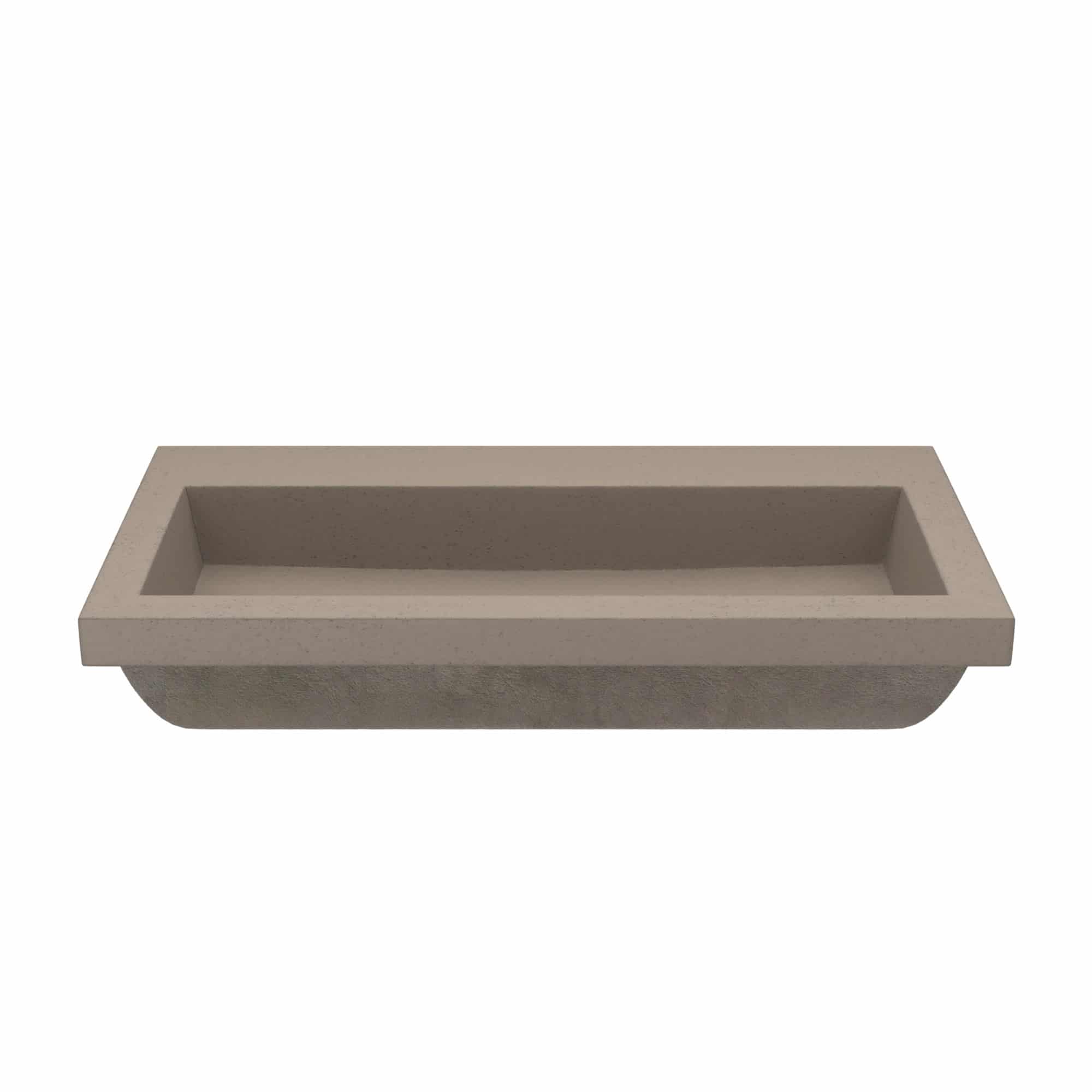 Native Trails Trough 36" Rectangle NativeStone Concrete Bathroom Sink, No Faucet Hole, Earth, NSL3619-EX