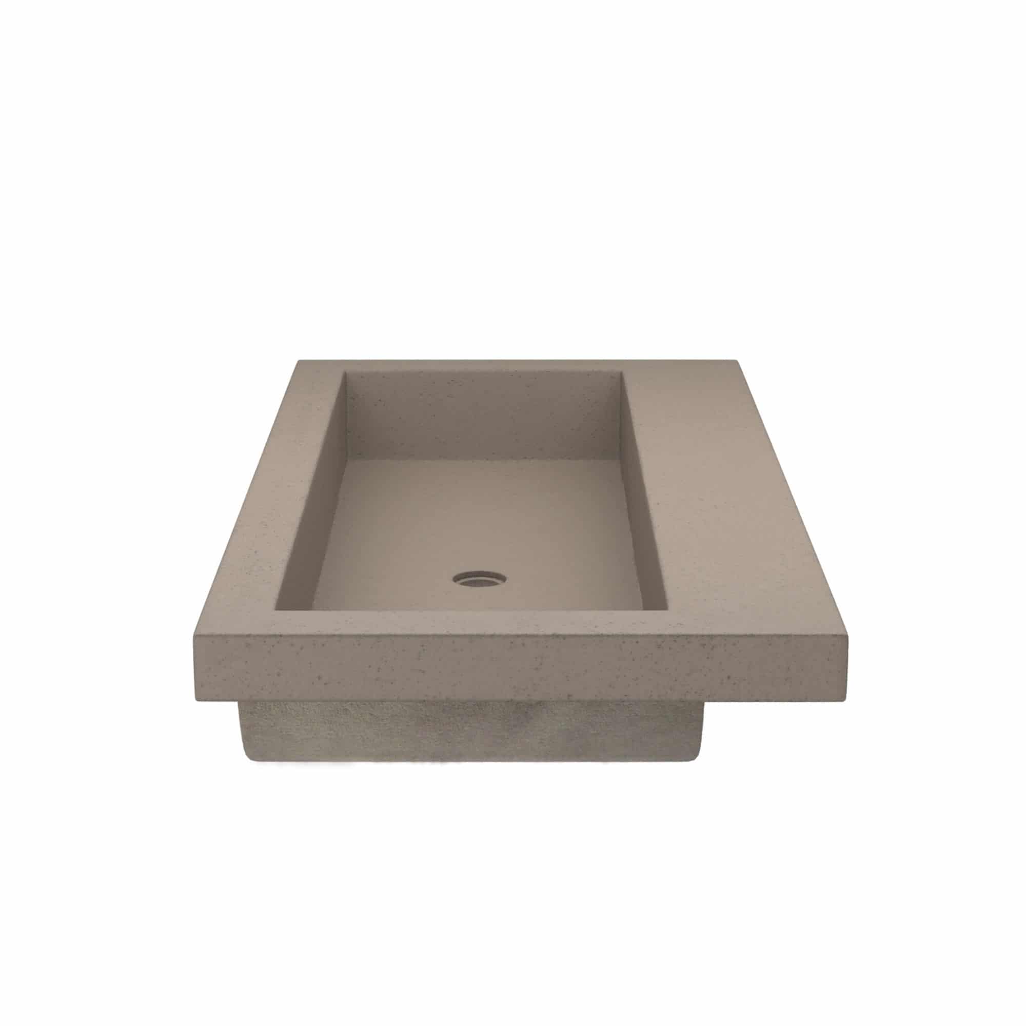 Native Trails Trough 36" Rectangle NativeStone Concrete Bathroom Sink, No Faucet Hole, Earth, NSL3619-EX
