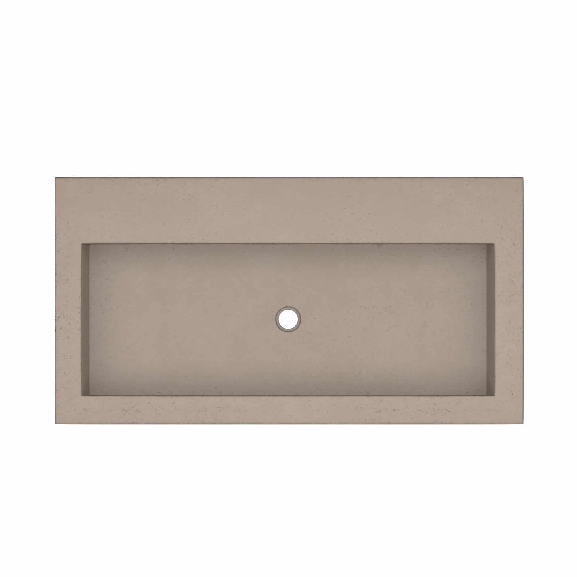 Native Trails Trough 36" Rectangle NativeStone Concrete Bathroom Sink, No Faucet Hole, Earth, NSL3619-EX