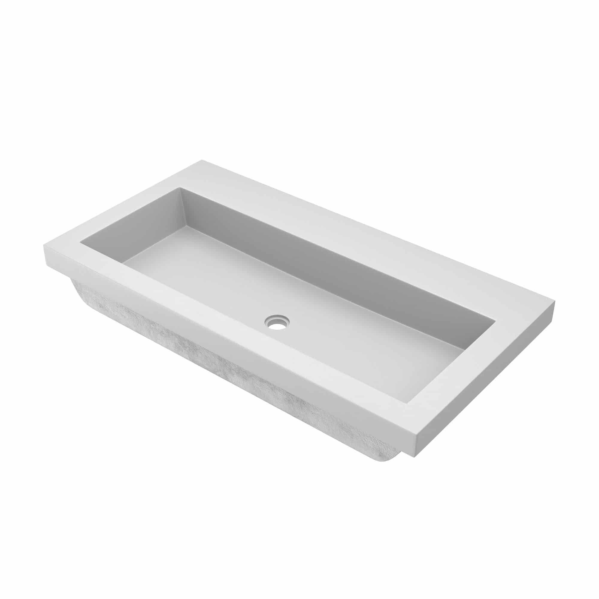 Native Trails Trough 36" Rectangle NativeStone Concrete Bathroom Sink, No Faucet Hole, Pearl, NSL3619-PX