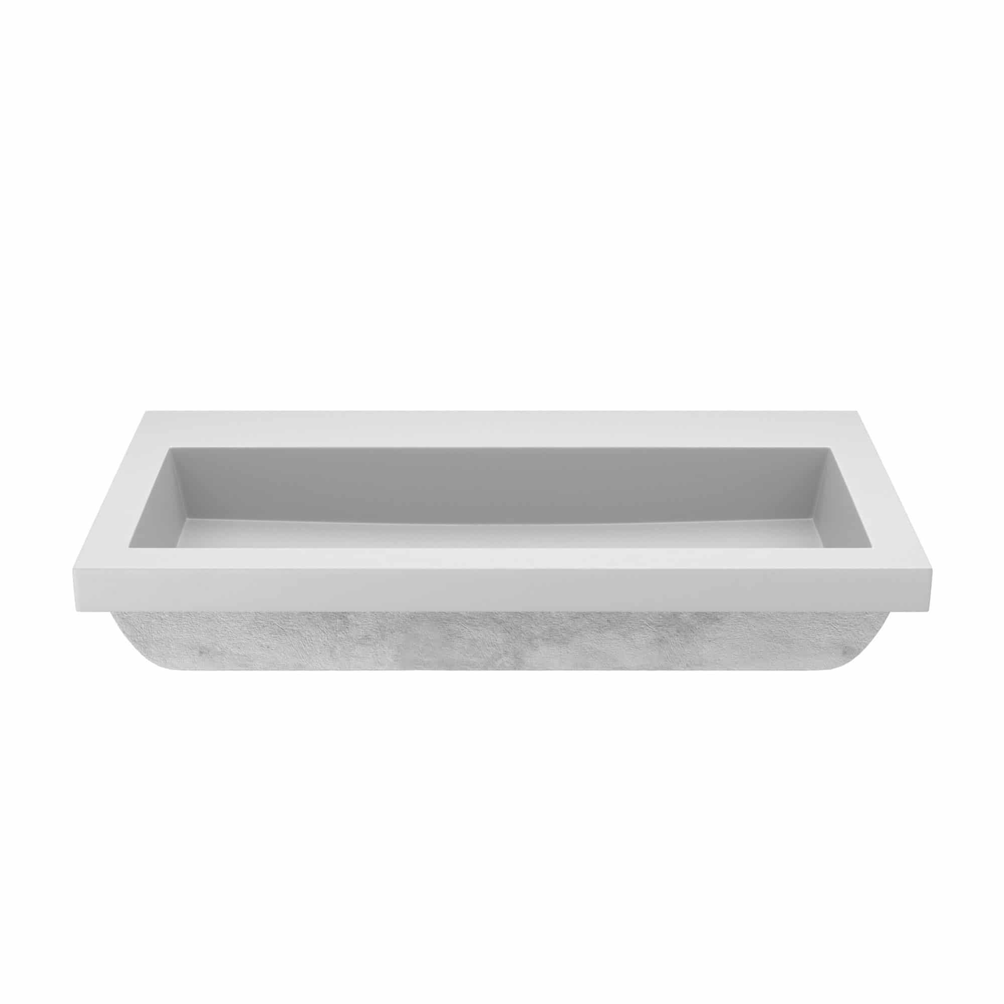 Native Trails Trough 36" Rectangle NativeStone Concrete Bathroom Sink, No Faucet Hole, Pearl, NSL3619-PX