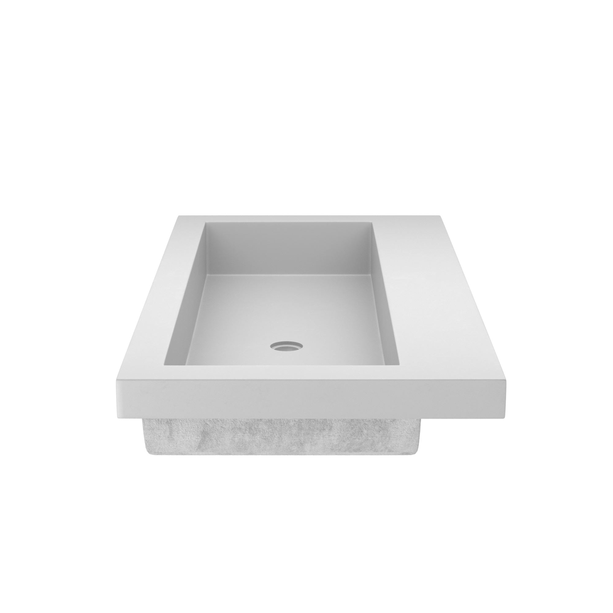Native Trails Trough 36" Rectangle NativeStone Concrete Bathroom Sink, No Faucet Hole, Pearl, NSL3619-PX