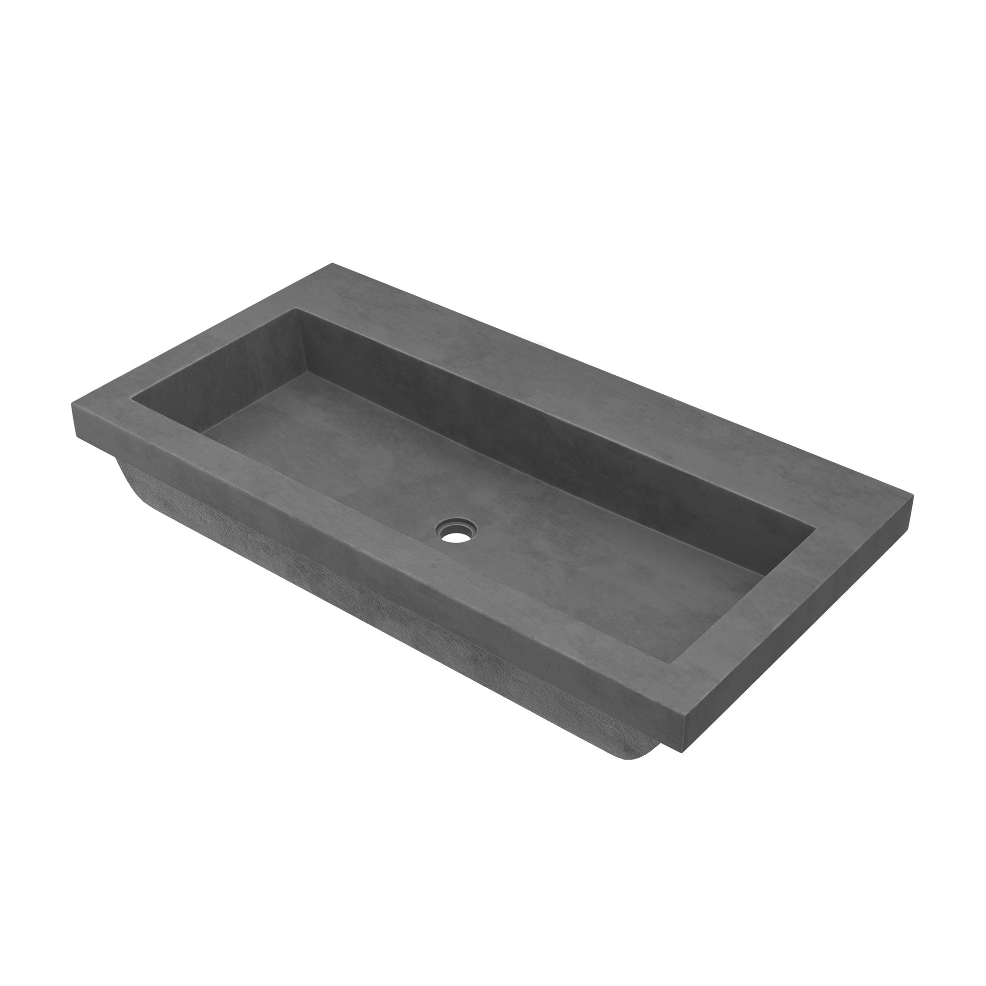 Native Trails Trough 36" Rectangle NativeStone Concrete Bathroom Sink, No Faucet Hole, Slate, NSL3619-SX