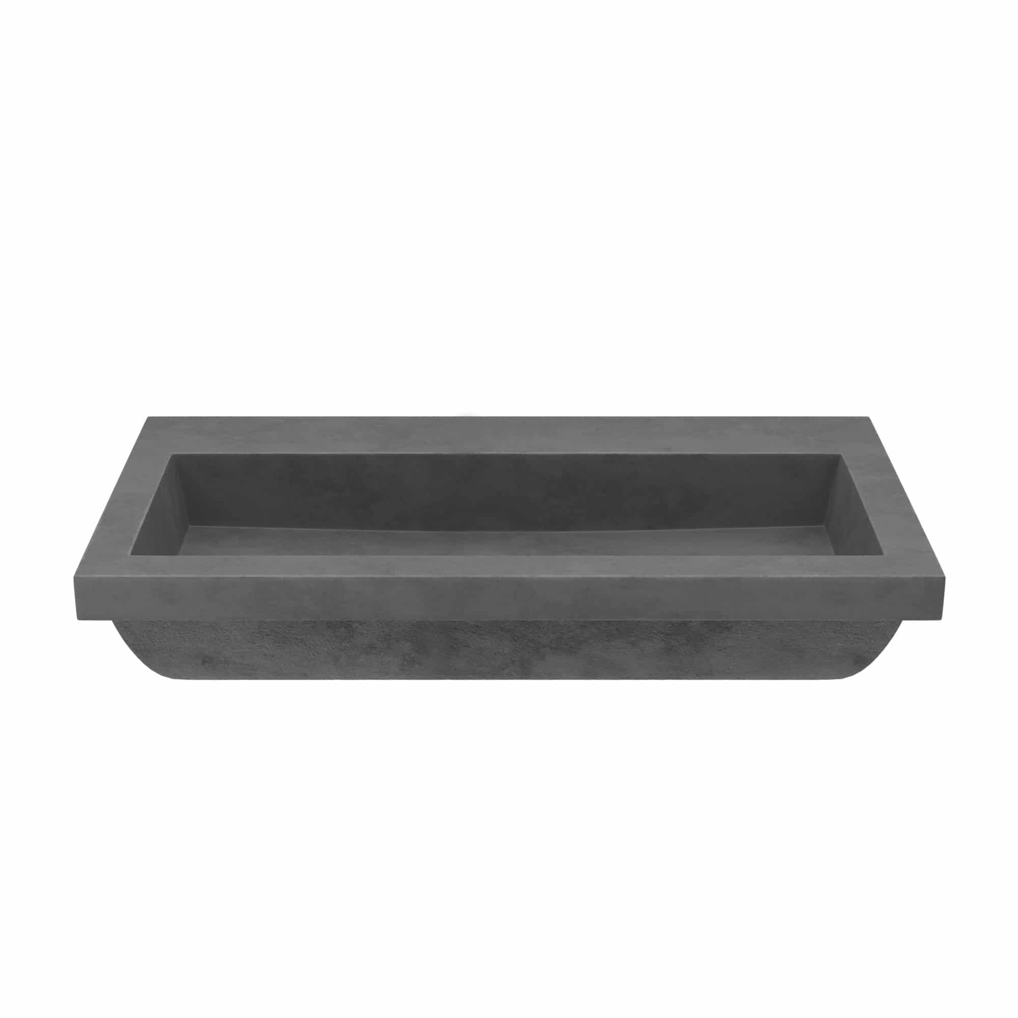 Native Trails Trough 36" Rectangle NativeStone Concrete Bathroom Sink, No Faucet Hole, Slate, NSL3619-SX