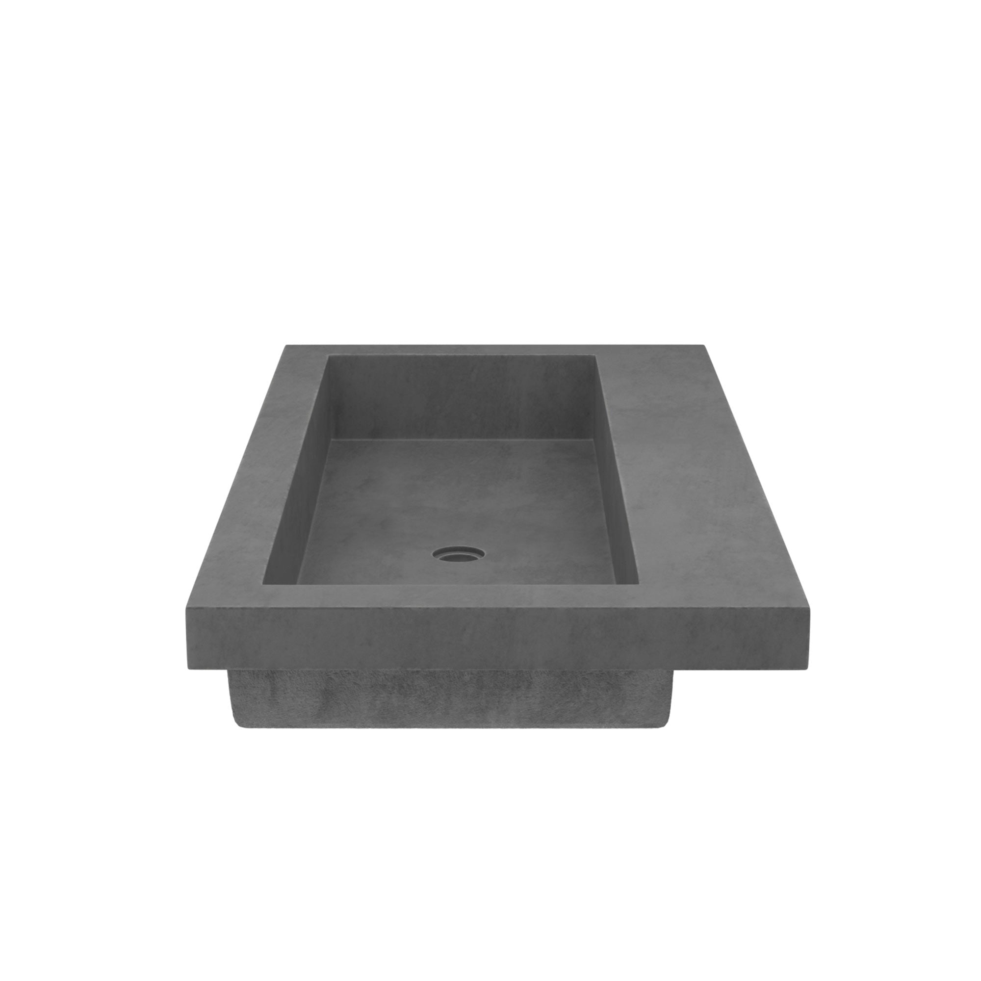Native Trails Trough 36" Rectangle NativeStone Concrete Bathroom Sink, No Faucet Hole, Slate, NSL3619-SX