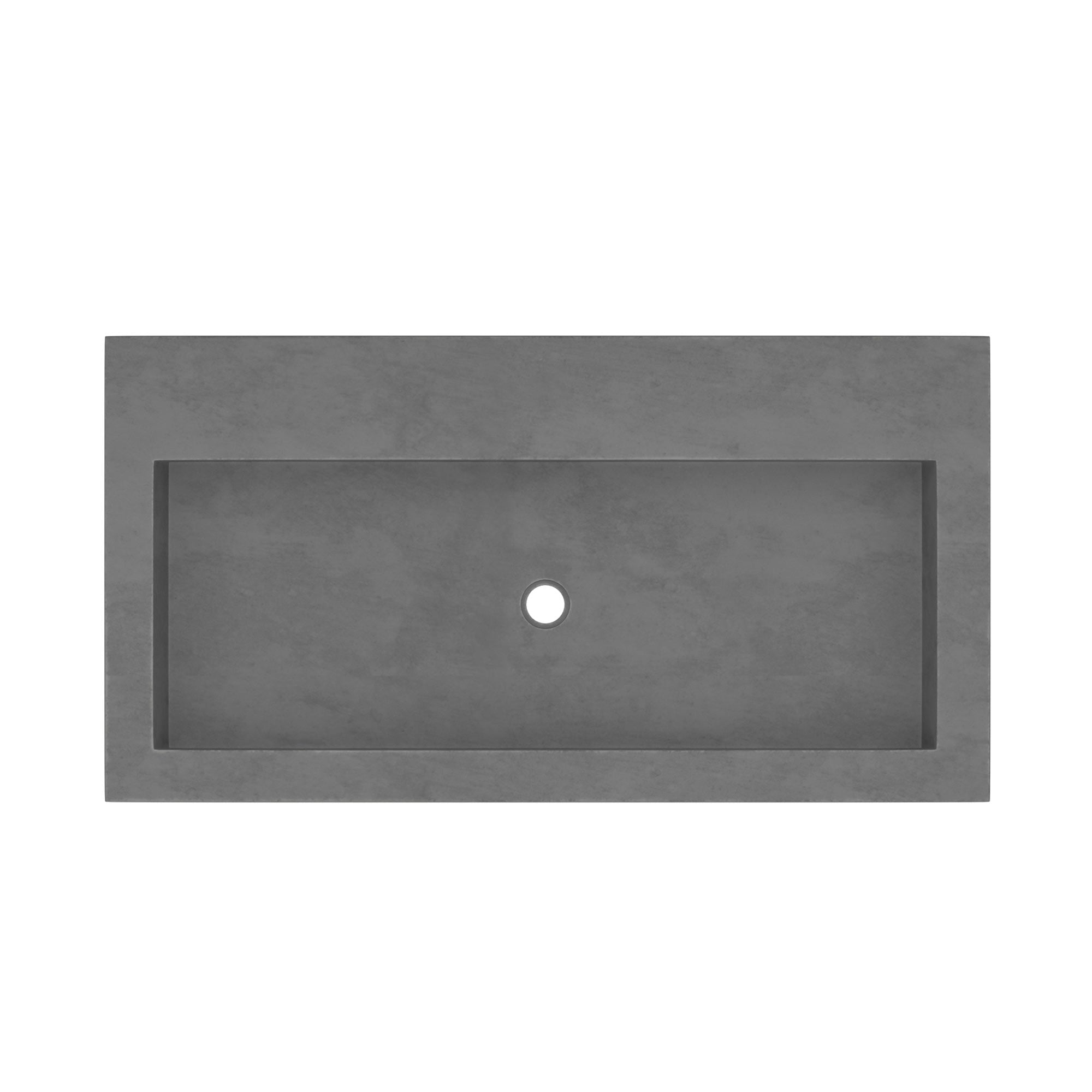 Native Trails Trough 36" Rectangle NativeStone Concrete Bathroom Sink, No Faucet Hole, Slate, NSL3619-SX