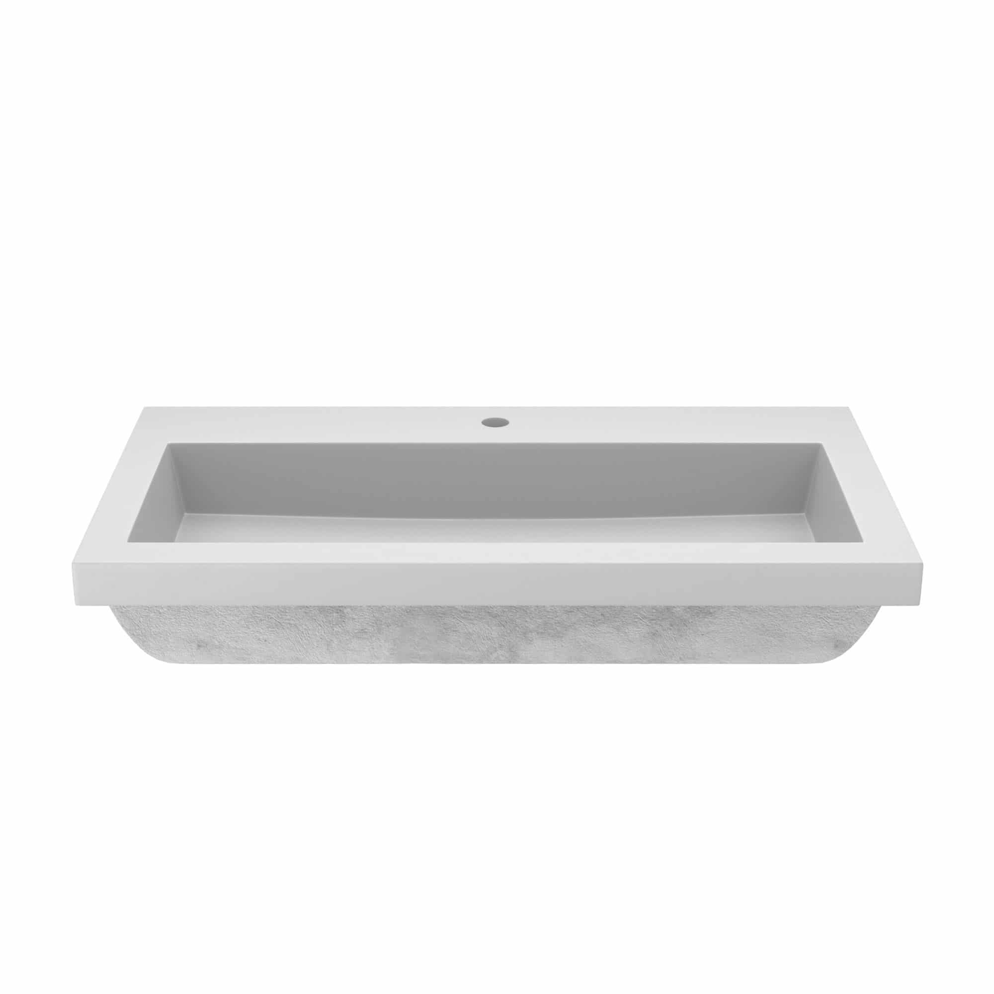 Native Trails Trough 36" Rectangle NativeStone Concrete Bathroom Sink, 1 Faucet Hole, Pearl, NSL3619-P