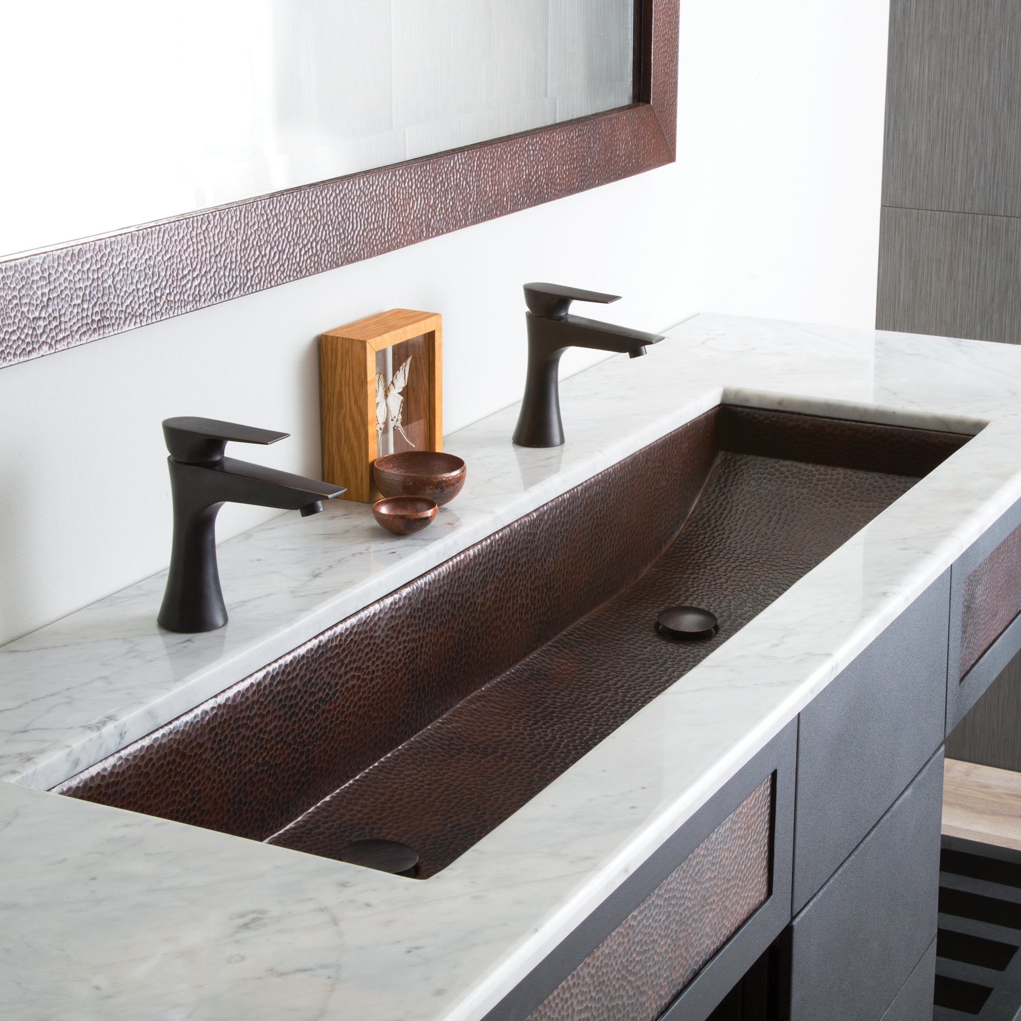 Native Trails Trough 48" Rectangle Copper Bathroom Sink, Antique Copper, CPS208