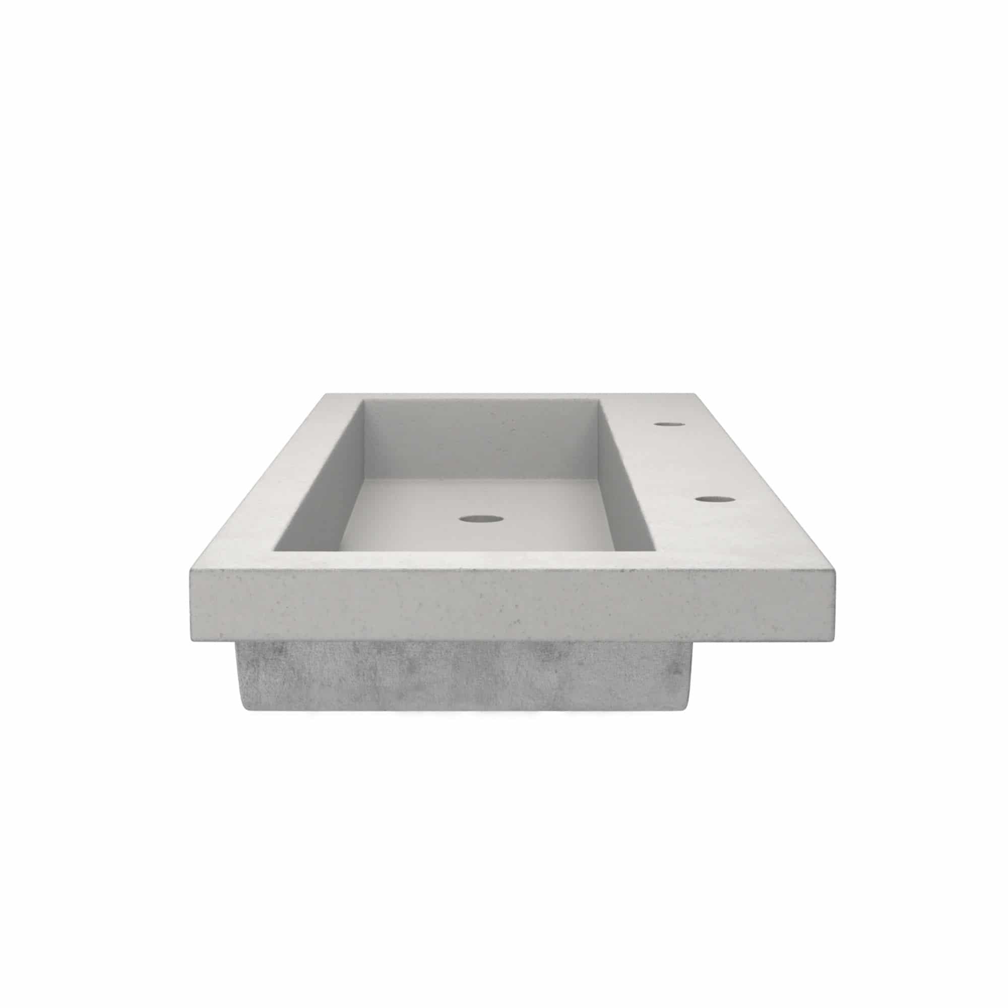 Native Trails Trough 48" Rectangle NativeStone Concrete Bathroom Sink, 2 Faucet Holes, Ash, NSL4819-A