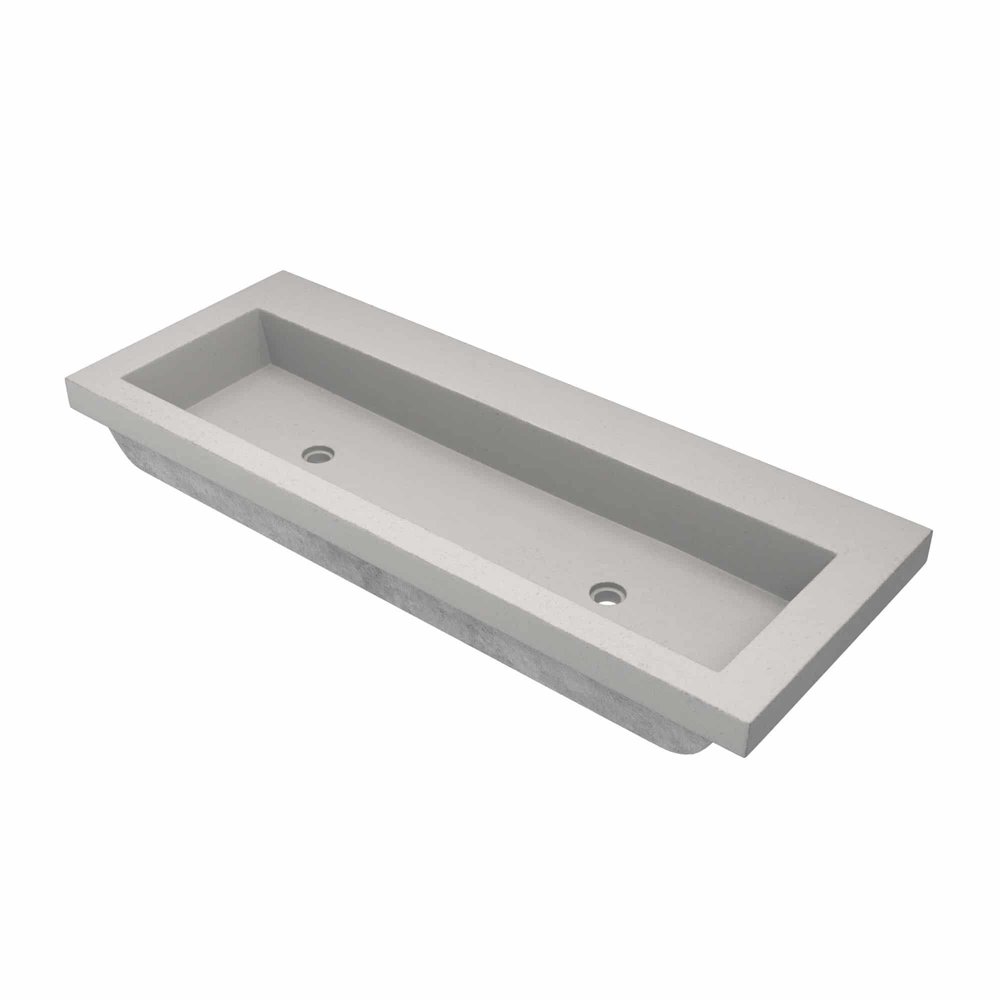 Native Trails Trough 48" Rectangle NativeStone Concrete Bathroom Sink, No Faucet Hole, Ash, NSL4819-AX