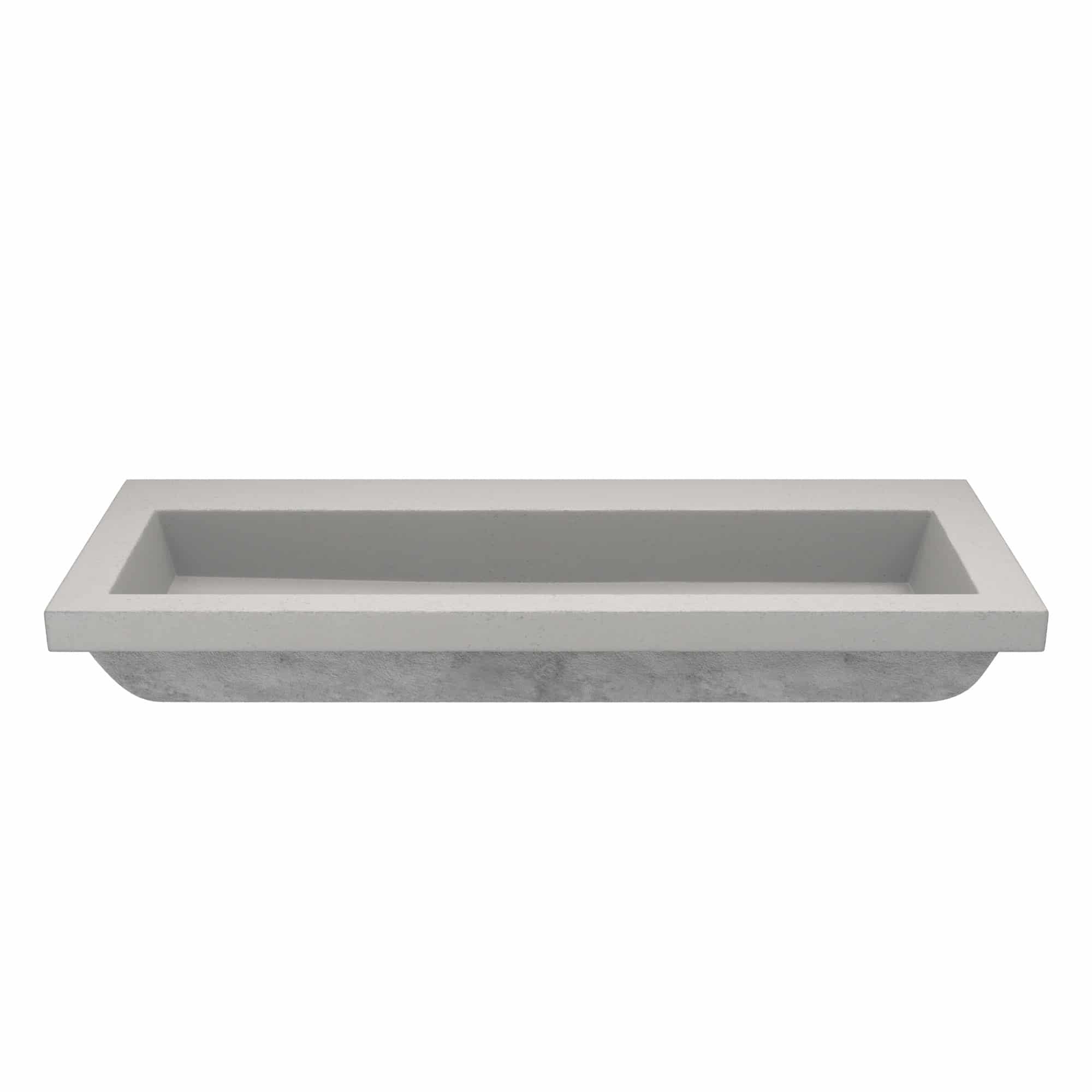 Native Trails Trough 48" Rectangle NativeStone Concrete Bathroom Sink, No Faucet Hole, Ash, NSL4819-AX