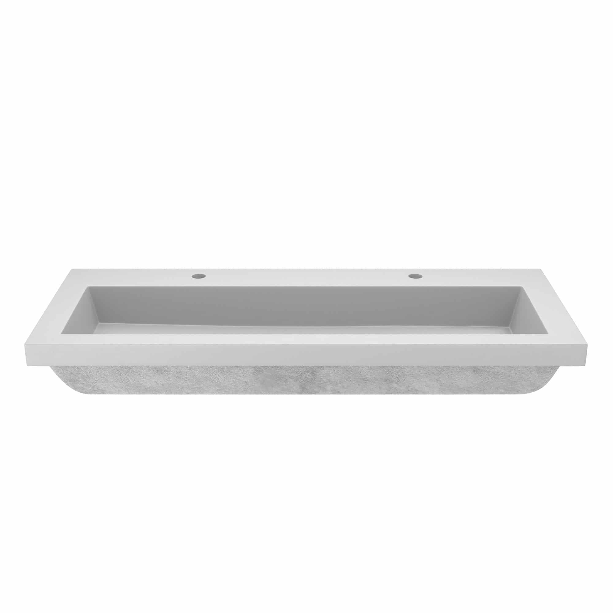 Native Trails Trough 48" Rectangle NativeStone Concrete Bathroom Sink, 2 Faucet Holes, Pearl, NSL4819-P