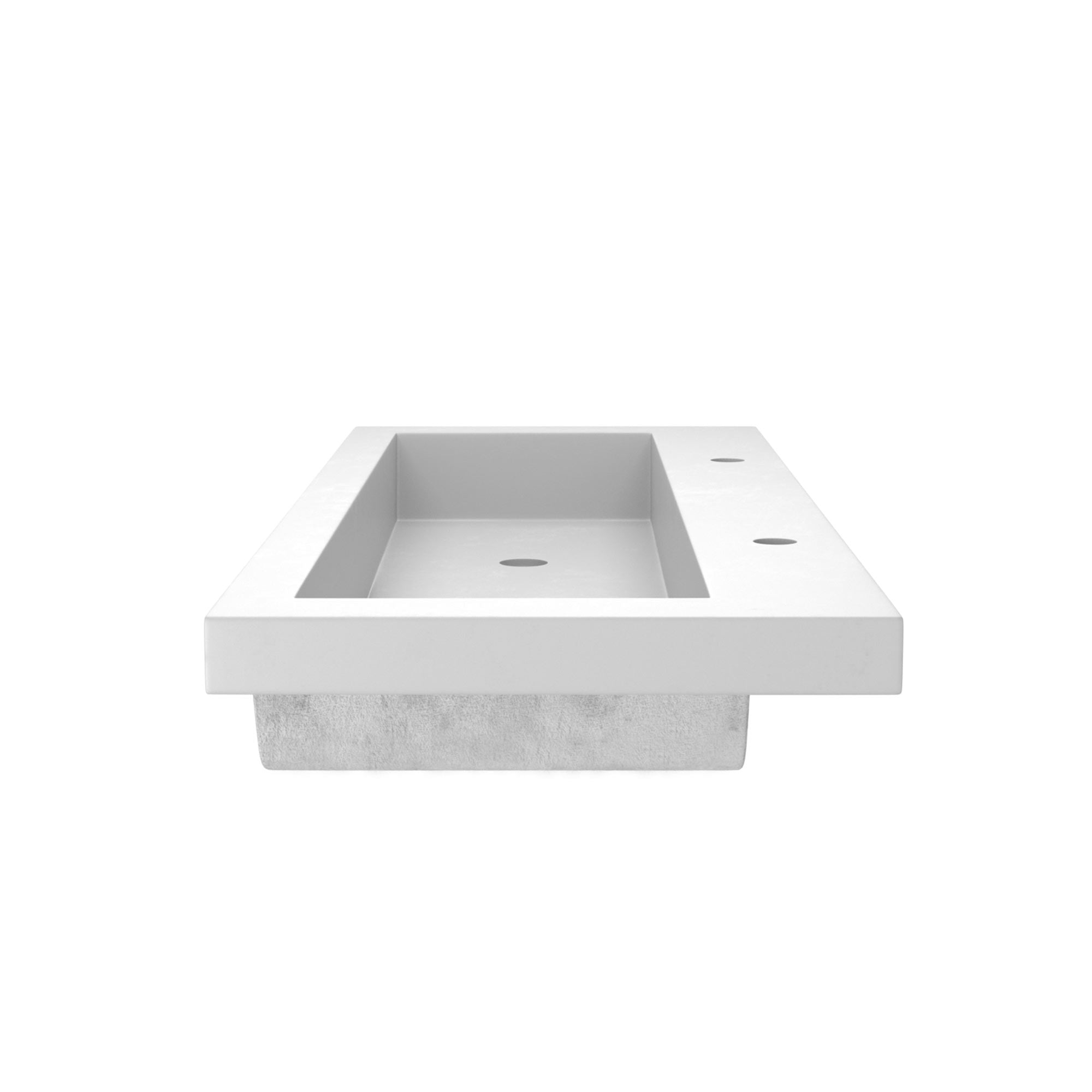 Native Trails Trough 48" Rectangle NativeStone Concrete Bathroom Sink, 2 Faucet Holes, Pearl, NSL4819-P