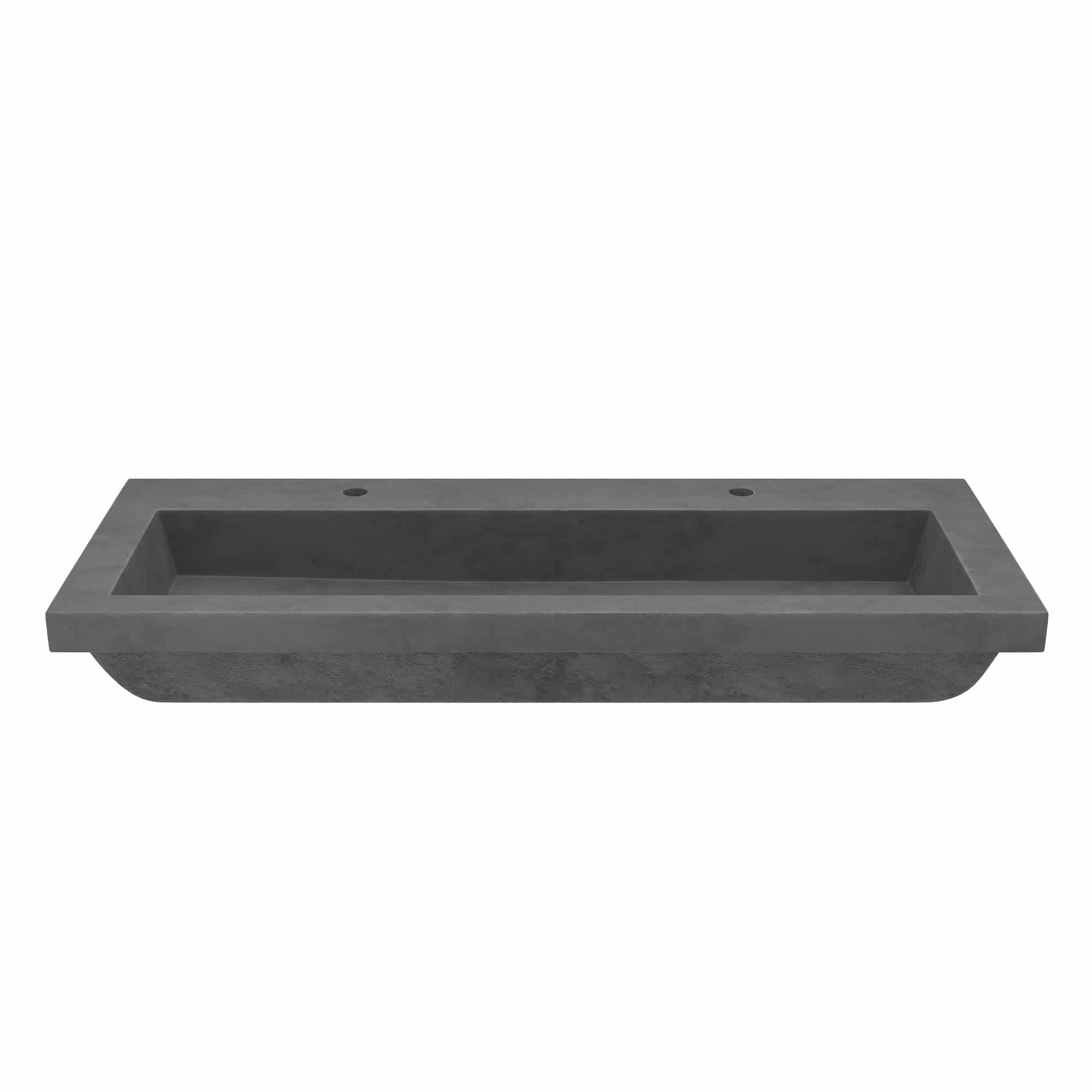 Native Trails Trough 48" Rectangle NativeStone Concrete Bathroom Sink, 2 Faucet Holes, Slate, NSL4819-S